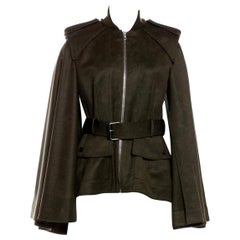 New Alexander McQueen Olive Green Wool Cape Jacket Coat Size 4/6