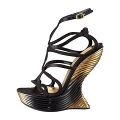 New Alexander McQueen Oyster Shell Wedge Sandals Shoes 38 - 8