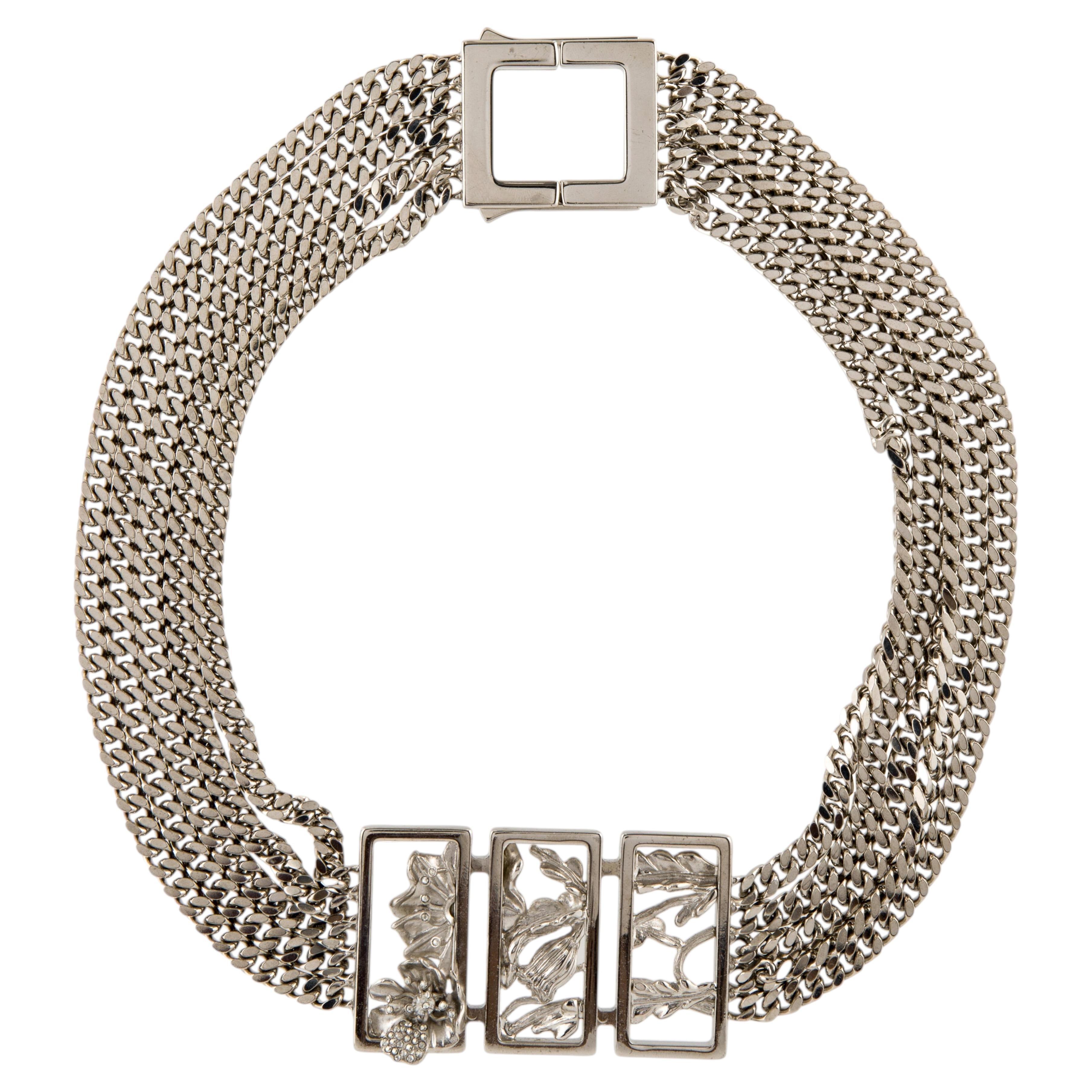 Nouveau collier ras-du-cou Alexander McQueen en argent plaqué palladium en vente