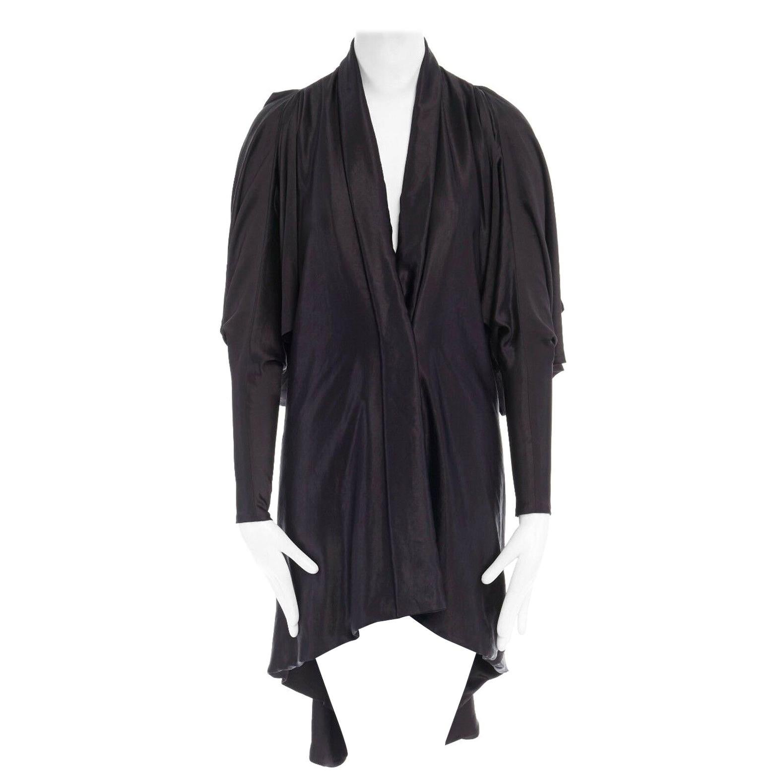 new ALEXANDER MCQUEEN Runway SS08 black single button kimono mini dress IT38 XS