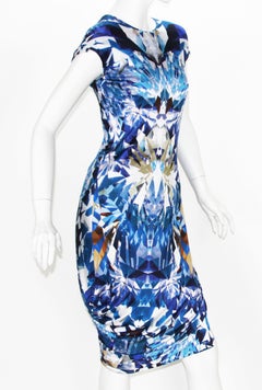 NWT Alexander McQueen S/S 2009 Blue Kaleidoscope Crystal Dress It. 42