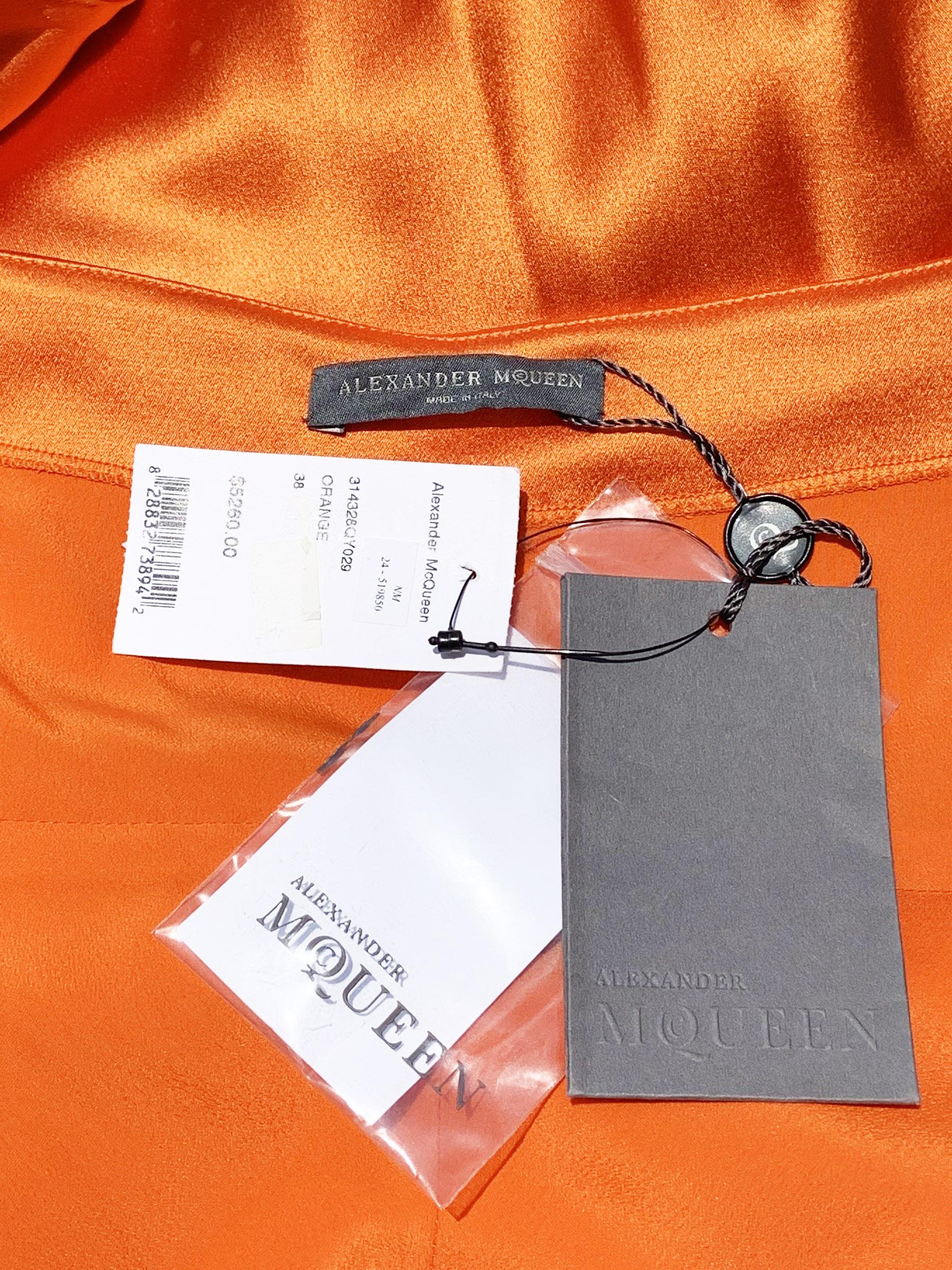 Neu Alexander McQueen S/S 2013 Roter Teppich Juwelen Orange Träger Stretch Kleid 38 im Angebot 7