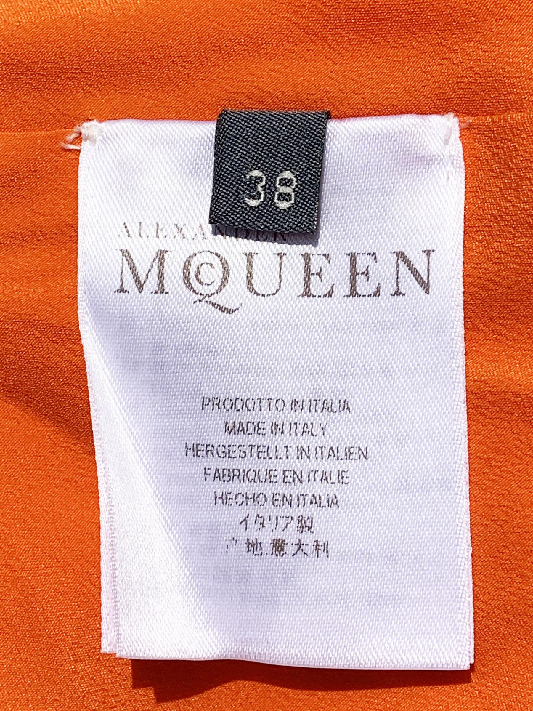 Neu Alexander McQueen S/S 2013 Roter Teppich Juwelen Orange Träger Stretch Kleid 38 im Angebot 8