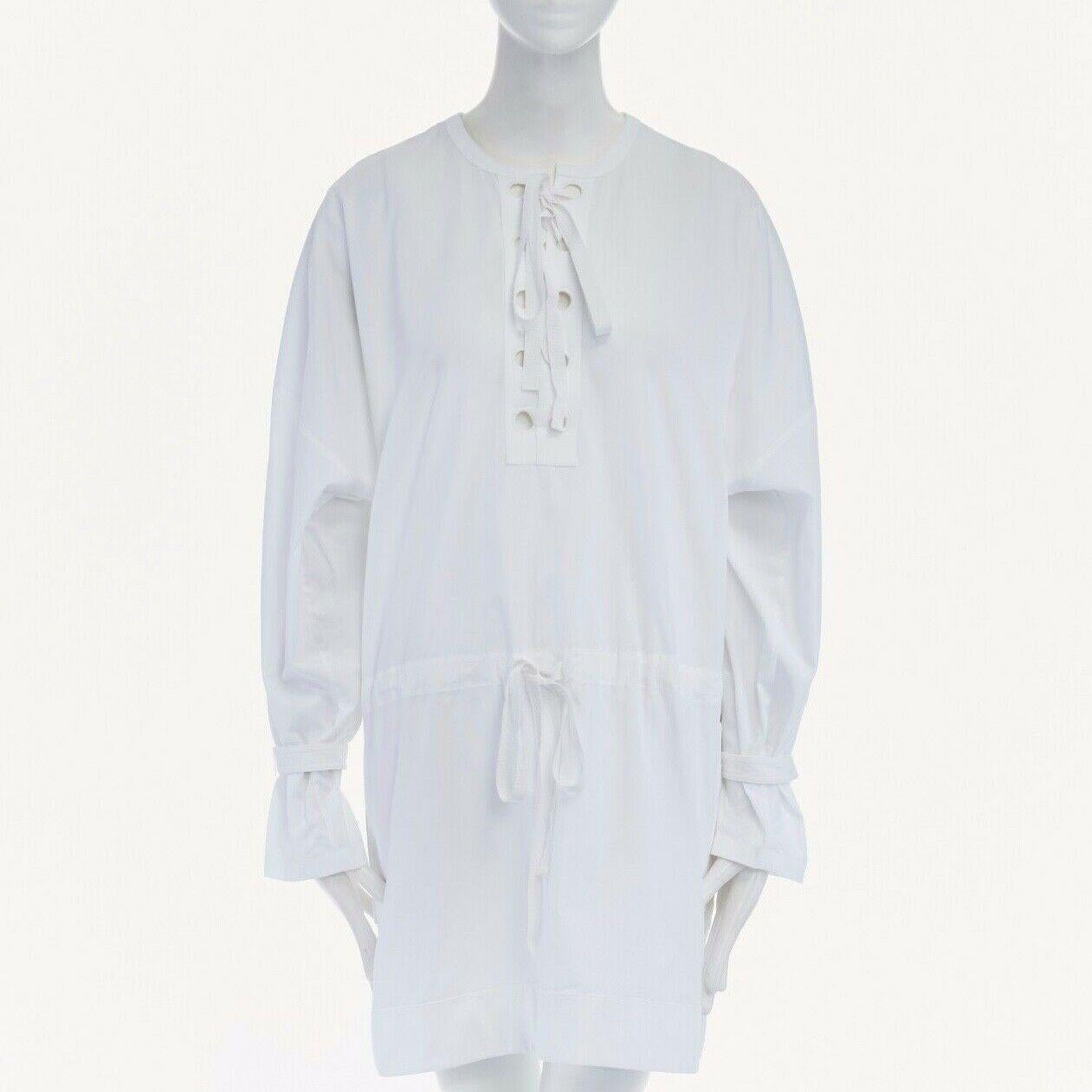 Gray new ALEXANDER MCQUEEN white cotton lace front tunic dress FR38 US8 UK10 M