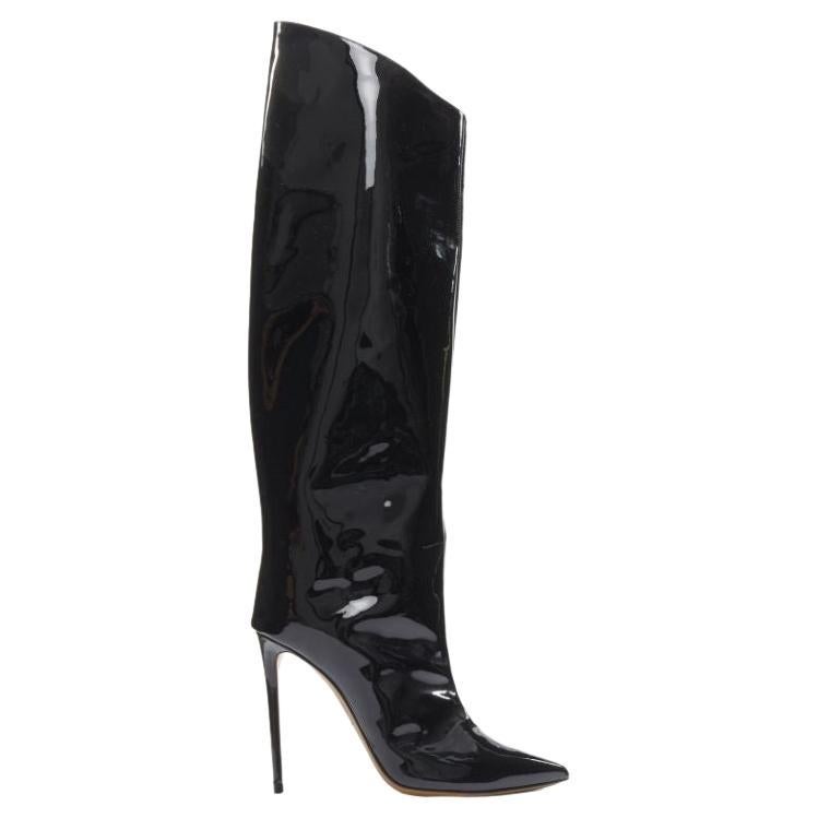 new ALEXANDER VAUTHIER black patent leather point toe stiletto pull on boot  EU39 For Sale at 1stDibs