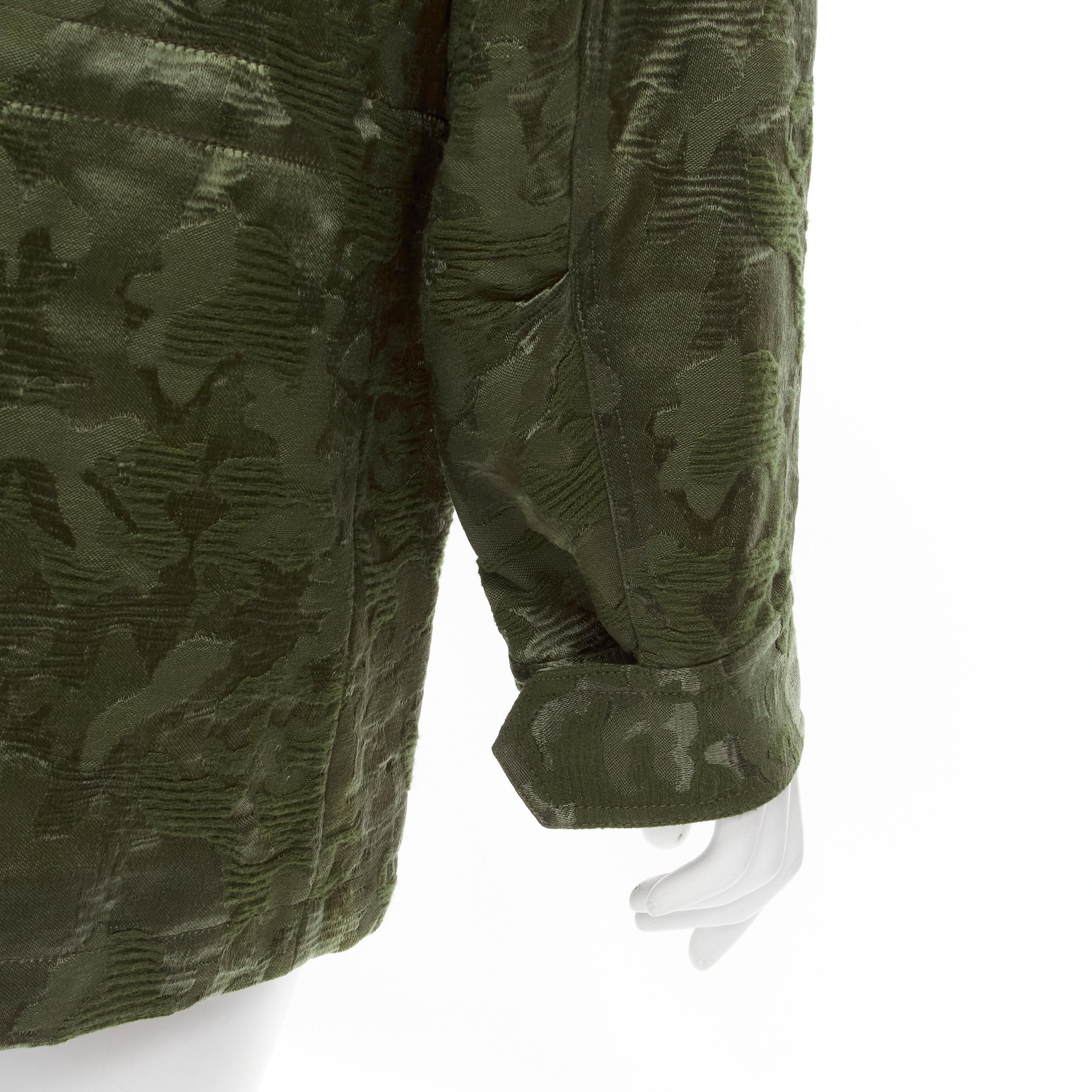 new ALEXANDER WANG Army green camouflage jacquard military coat XS For Sale 2