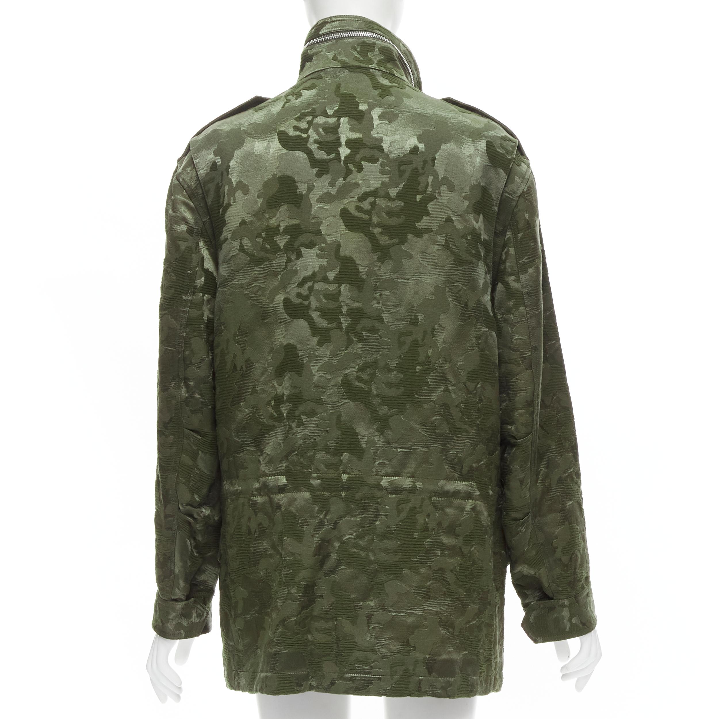 Black new ALEXANDER WANG Army green camouflage jacquard military coat XS For Sale