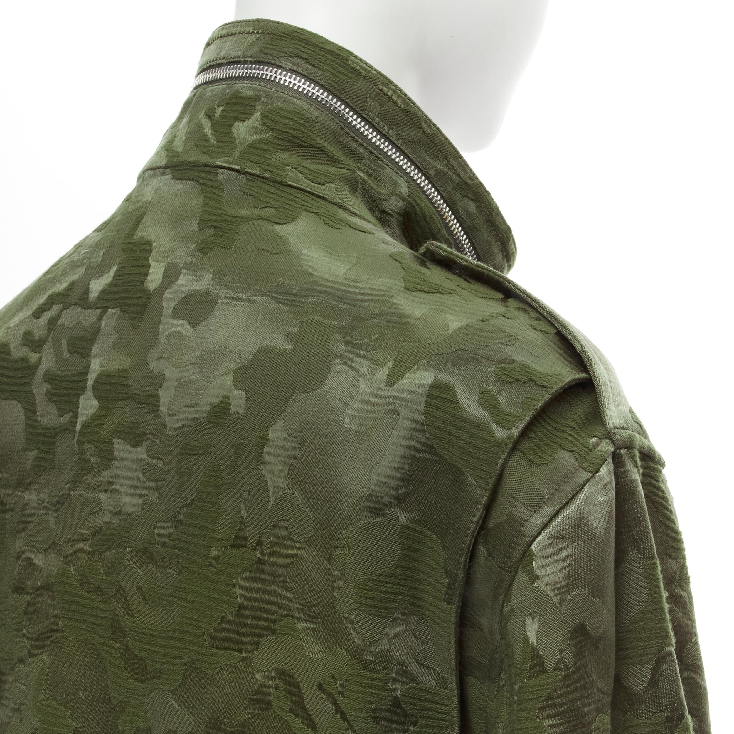 new ALEXANDER WANG Army green camouflage jacquard military coat XS For Sale 1