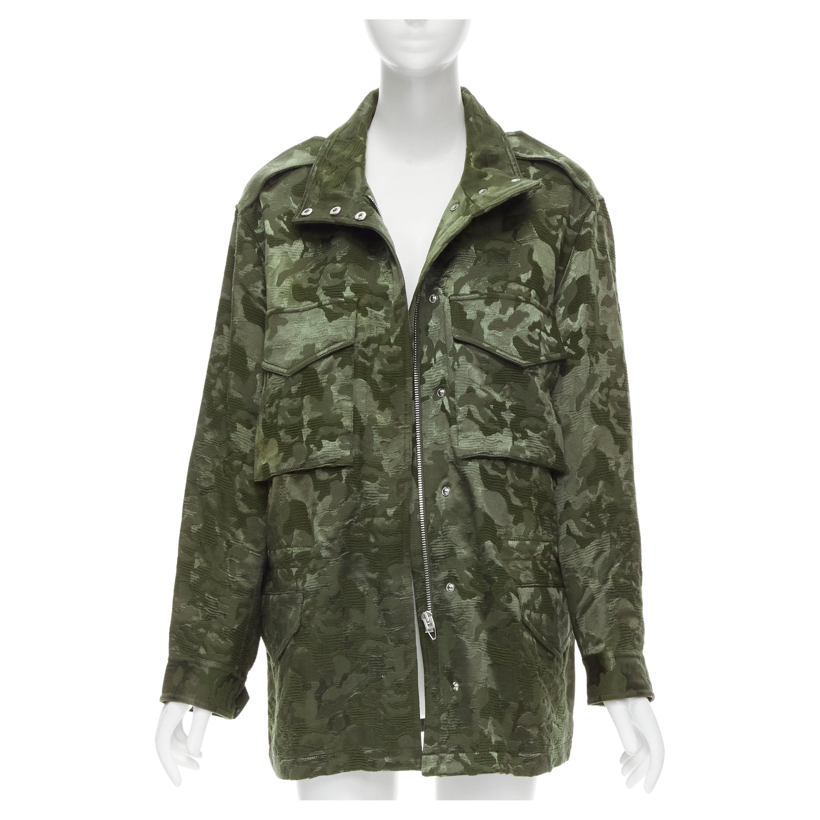 new ALEXANDER WANG Army green camouflage jacquard military coat XS For Sale