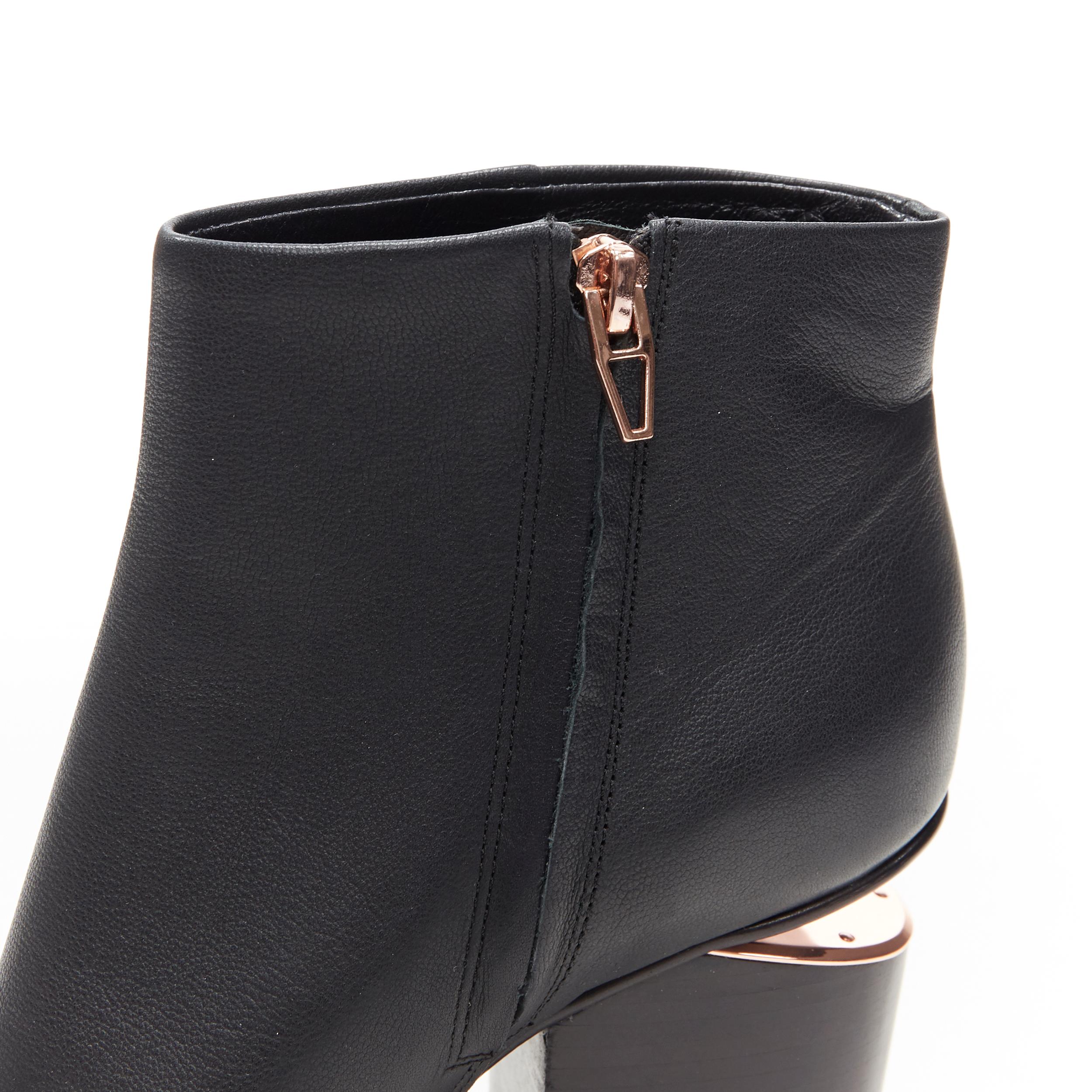 nuevo ALEXANDER WANG Botín Gabi negro de piel cobriza recortado EU40 4