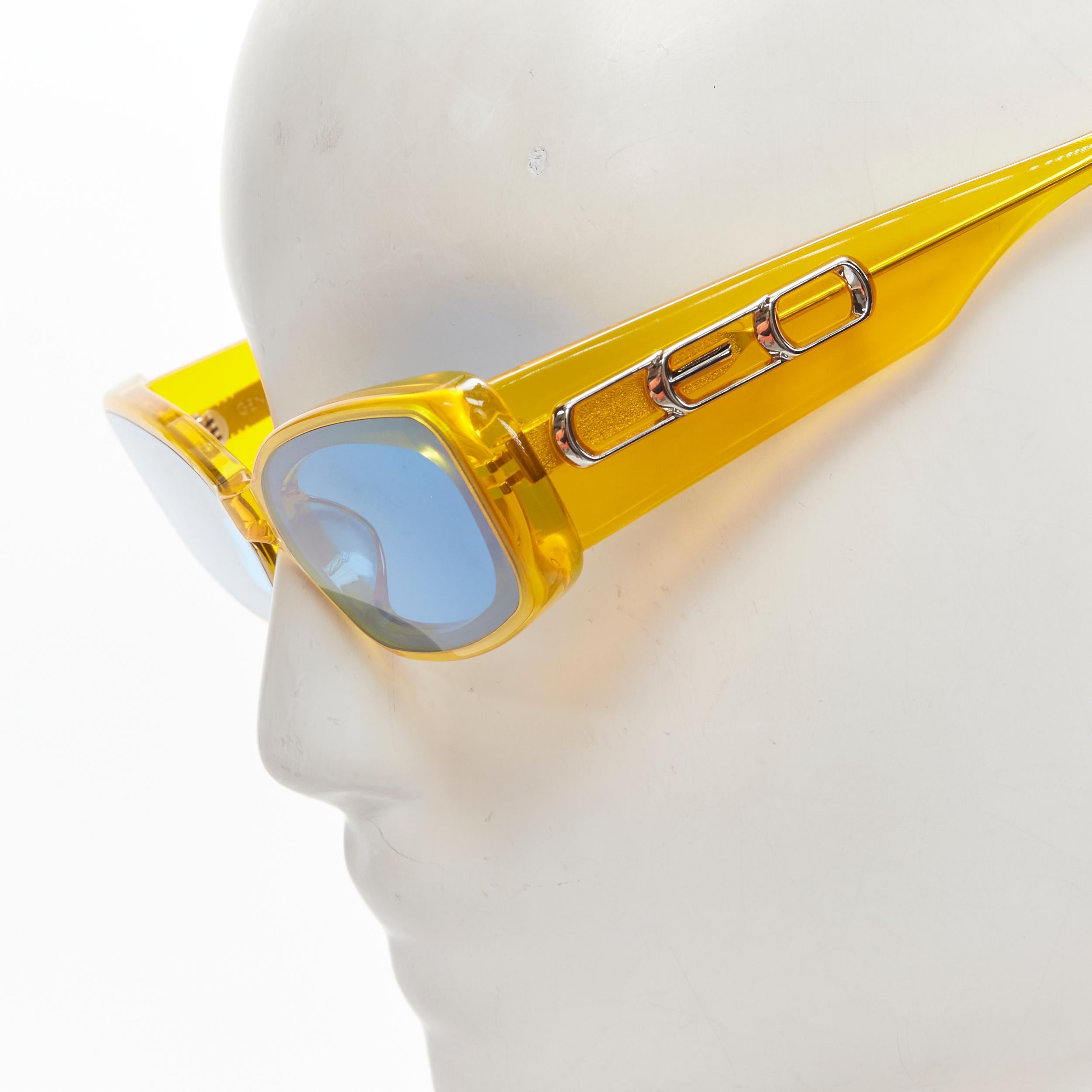 new ALEXANDER WANG GENTLE MONSTER CEO yellow blue rectangular sunglasses 
Reference: ANWU/A00074 
Brand: Gentle Monster 
Designer: Alexander Wang 
Collection: 2018 Runway 
Material: Acetate 
Color: Yellow 
Pattern: Solid 
Made in: China