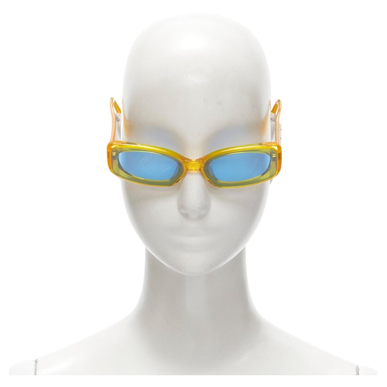 new ALEXANDER WANG GENTLE MONSTER CEO yellow blue rectangular sunglasses  For Sale at 1stDibs