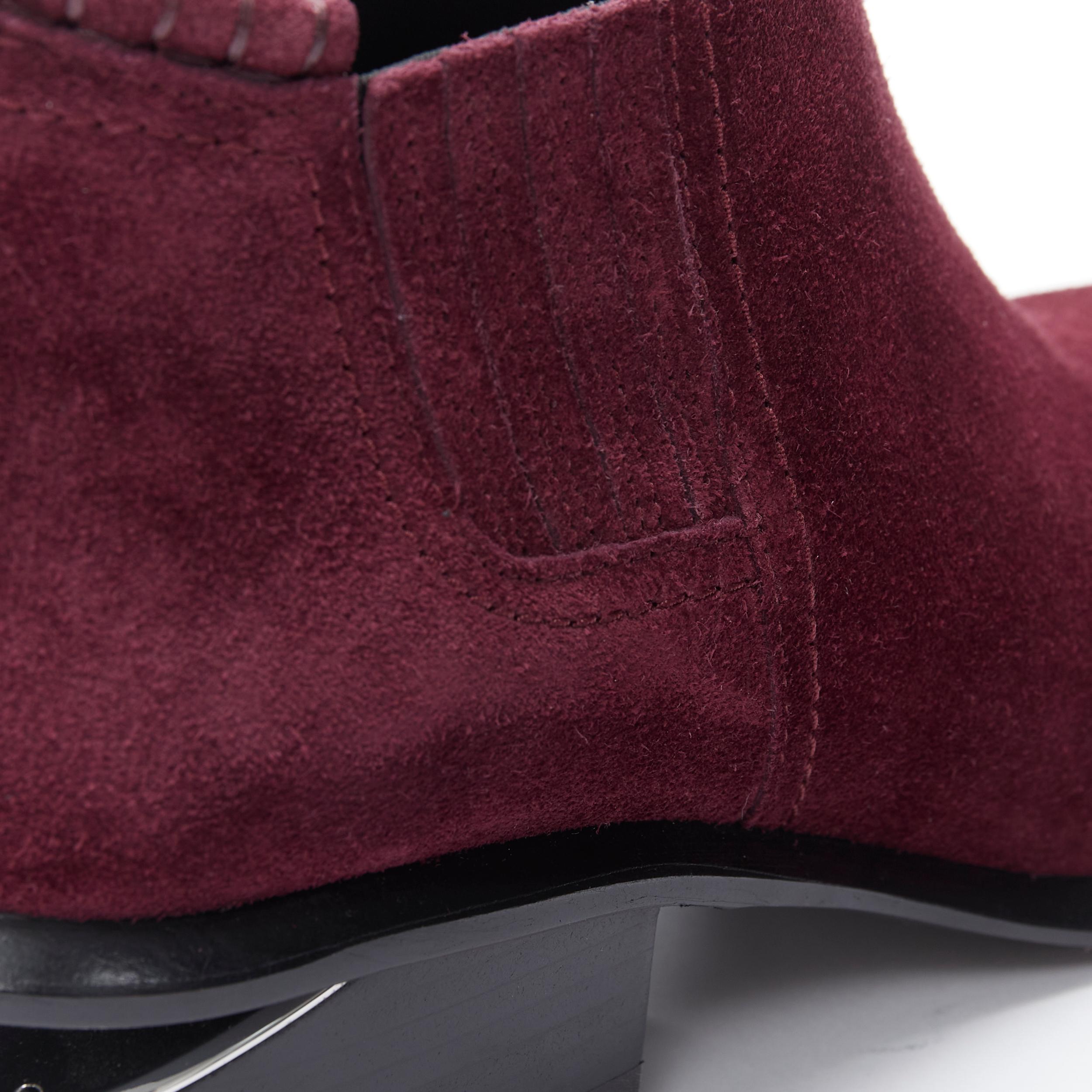 Women's new ALEXANDER WANG Kori burgundy red suede cut out heel chelsea boot EU40 For Sale