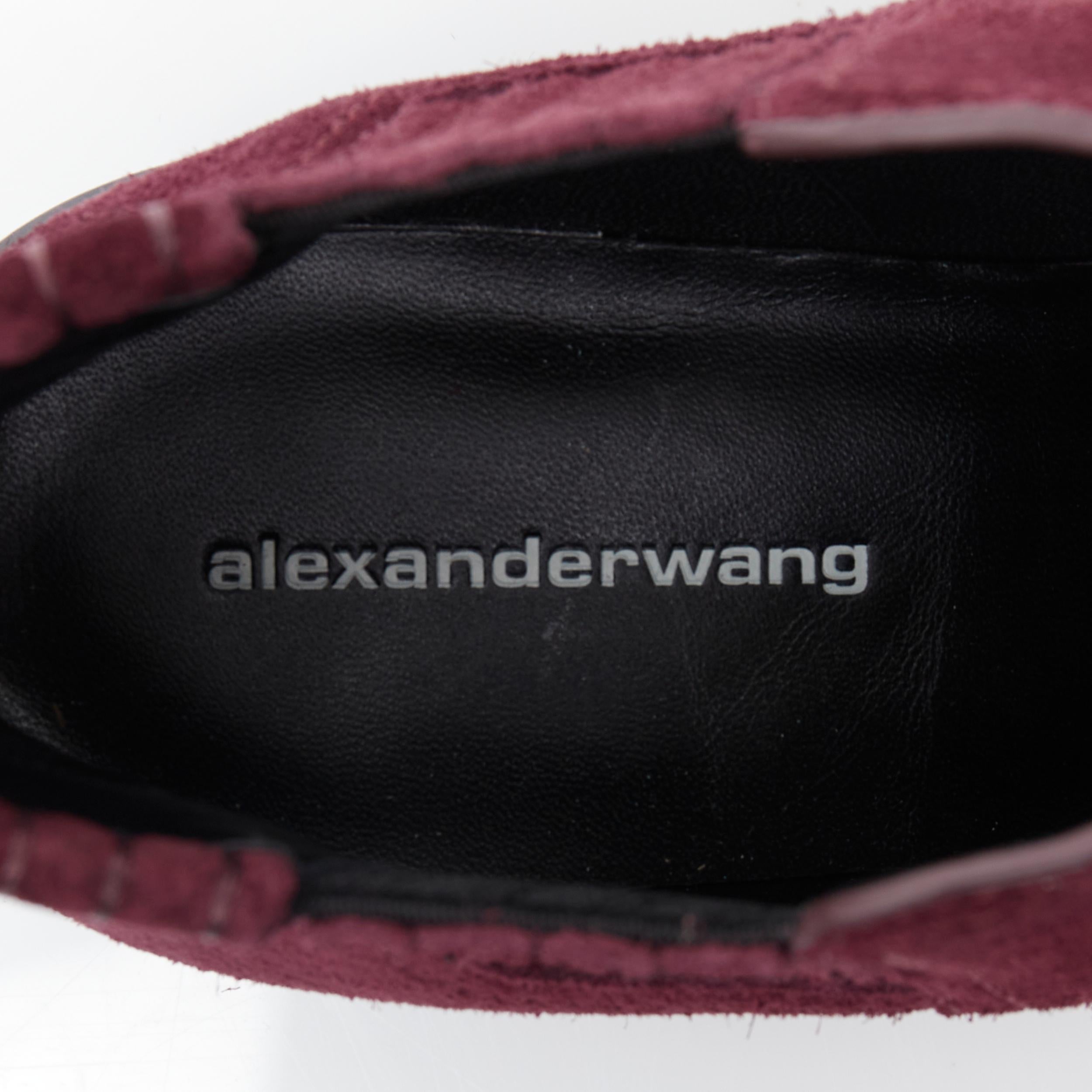 new ALEXANDER WANG Kori burgundy red suede cut out heel chelsea boot EU40 For Sale 1