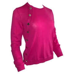 New Altuzarra Bright Pink Lightweight Merino Sweater Screw Head Novelty Buttons