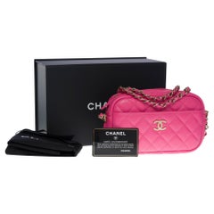 Nuova- Incredibile borsa a tracolla Chanel Mini Camera in pelle rosa caviale, CHW