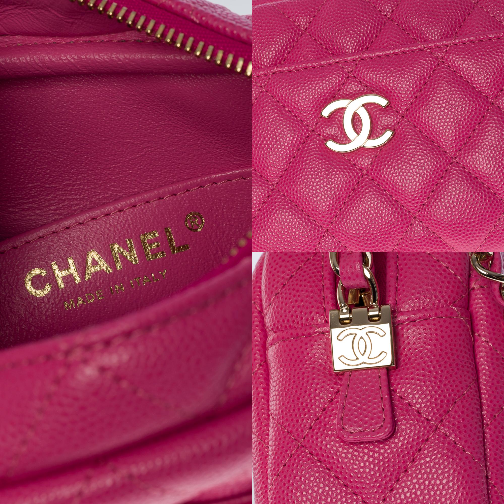 New- Amazing Chanel Mini Camera shoulder bag in Pink caviar leather, CHW 1