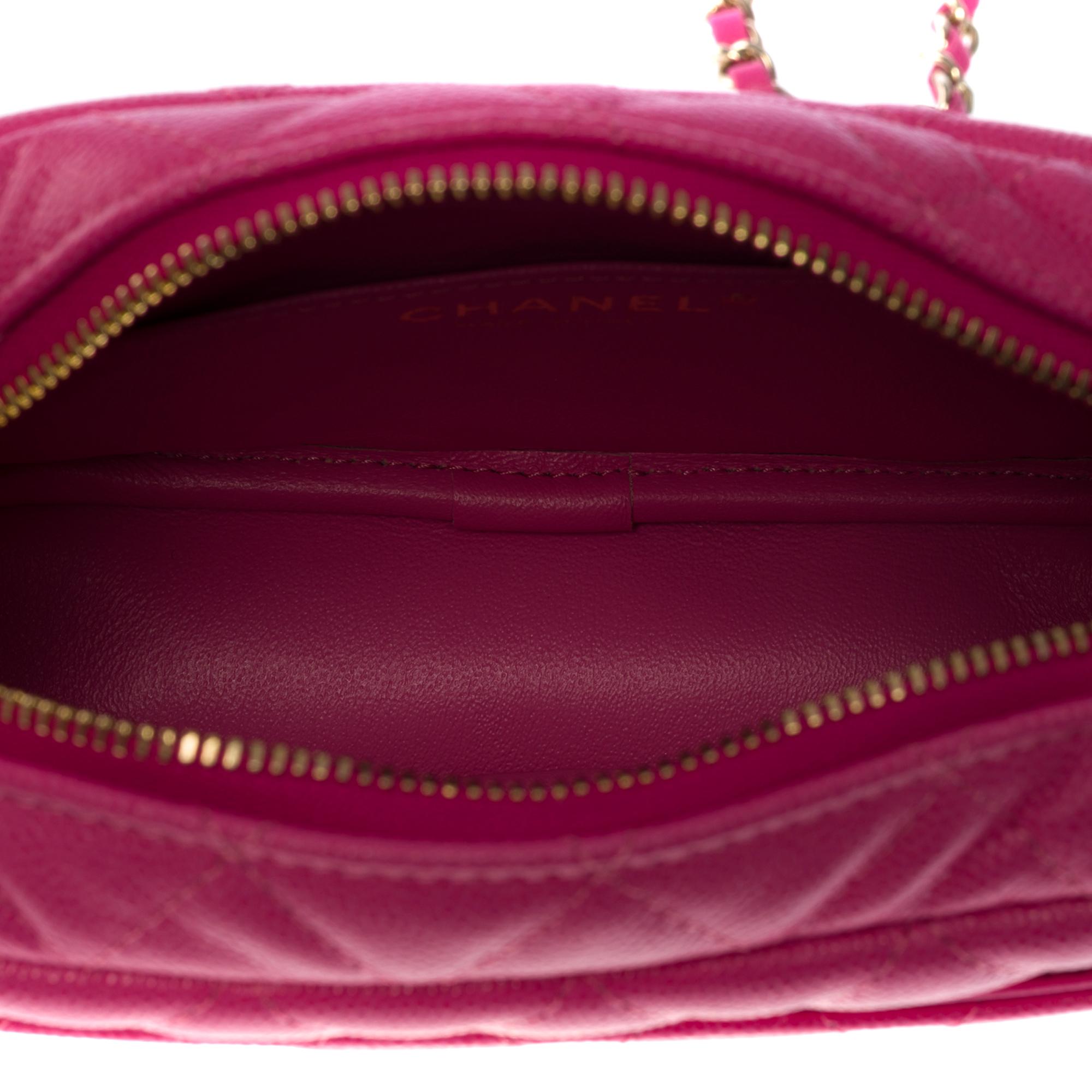 New- Amazing Chanel Mini Camera shoulder bag in Pink caviar leather, CHW 3
