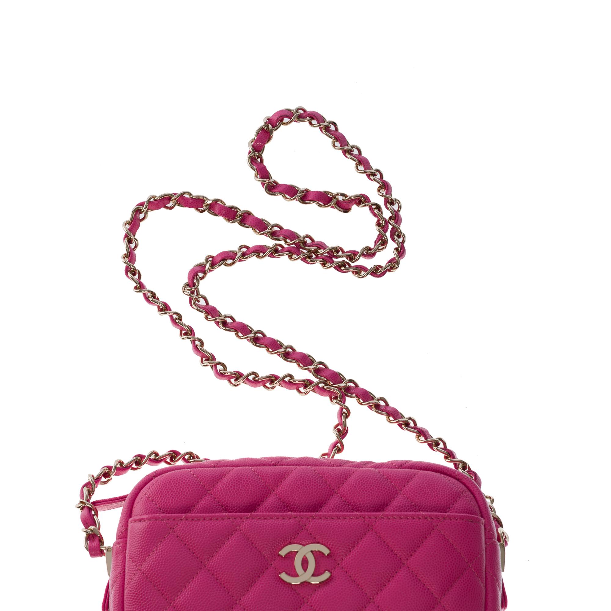 New- Amazing Chanel Mini Camera shoulder bag in Pink caviar leather, CHW 4