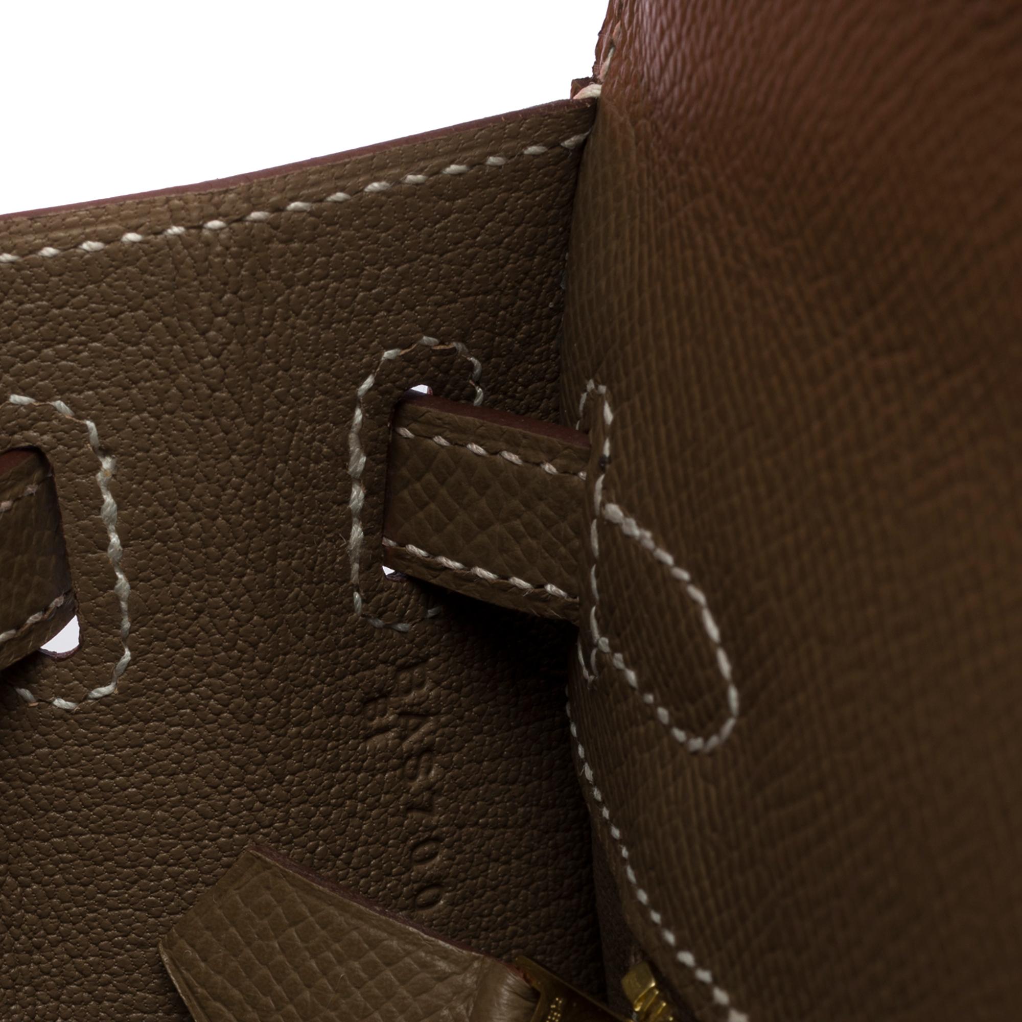 New Amazing Hermès Kelly 25 handbag strap in Etoupe epsom leather, GHW 2
