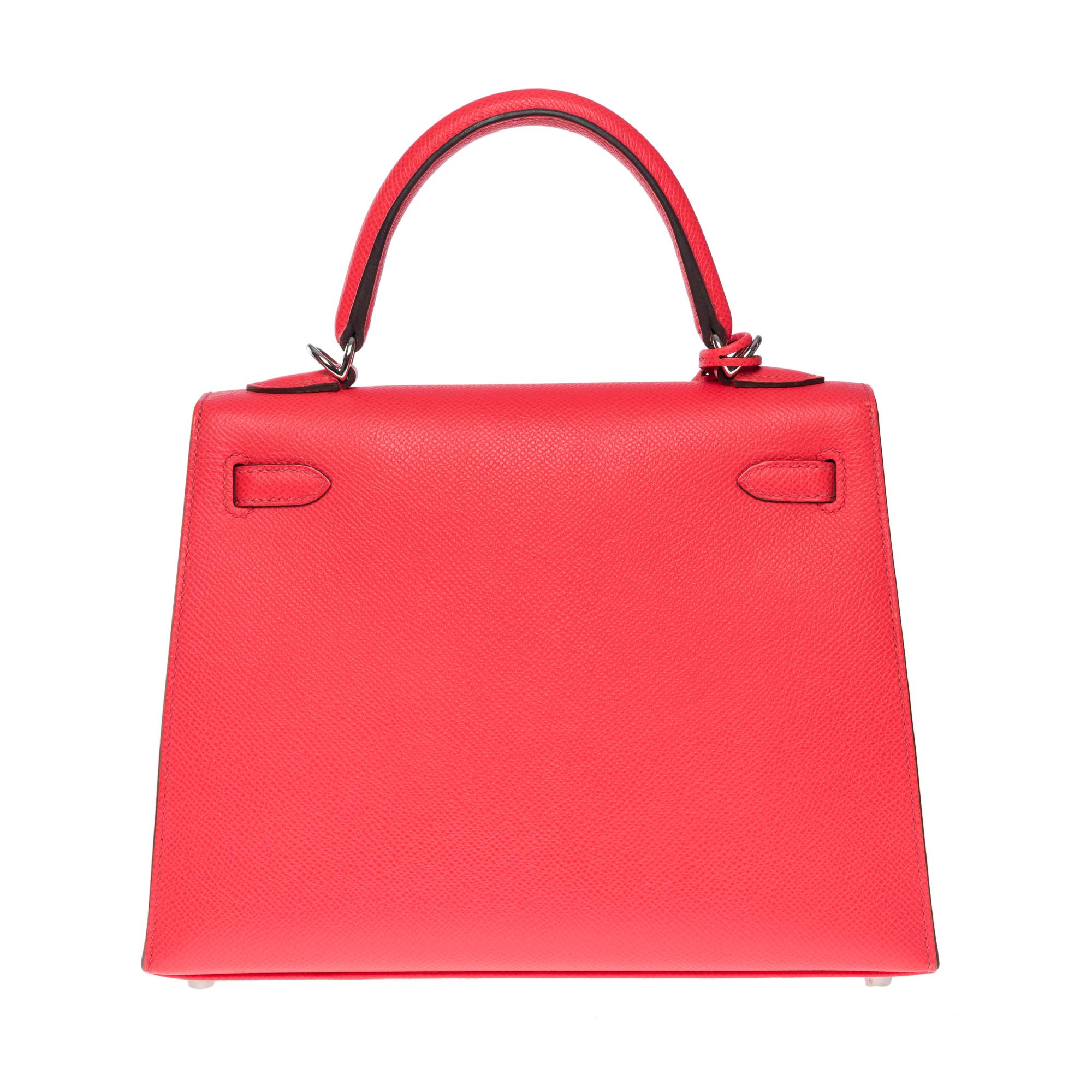 New Amazing Hermès Kelly 25 handbag strap in Pink Texas epsom leather, SHW Neuf - En vente à Paris, IDF