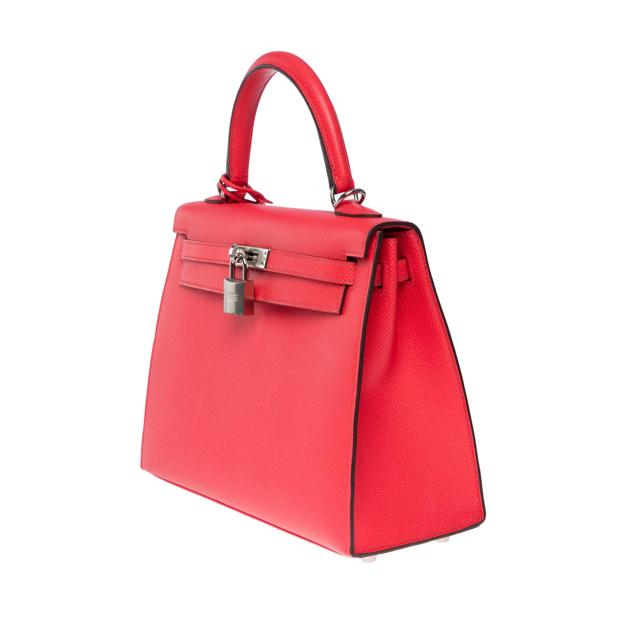 New Amazing Hermès Kelly 25 handbag strap in Pink Texas epsom leather, SHW Pour femmes en vente