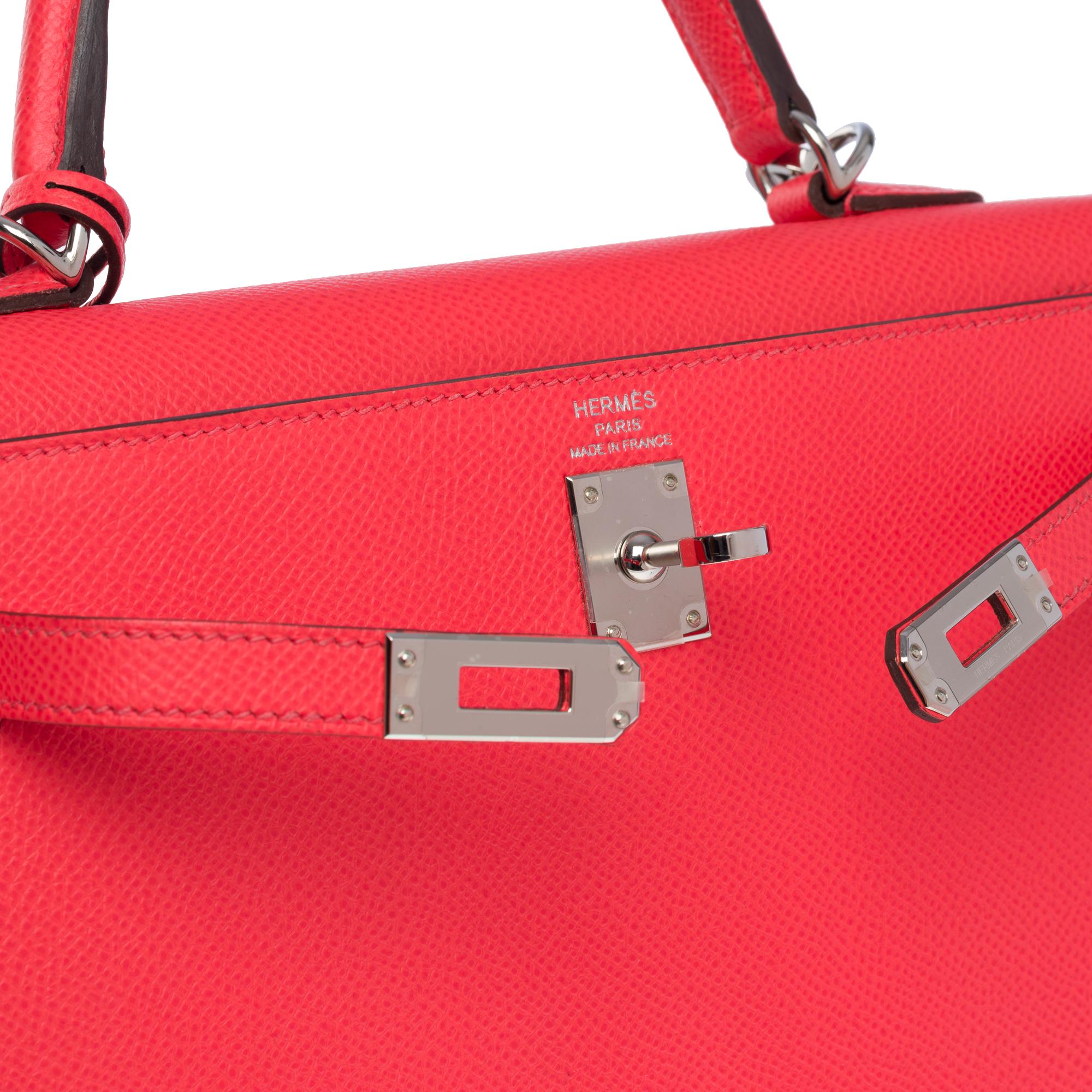 New Amazing Hermès Kelly 25 handbag strap in Pink Texas epsom leather, SHW en vente 2