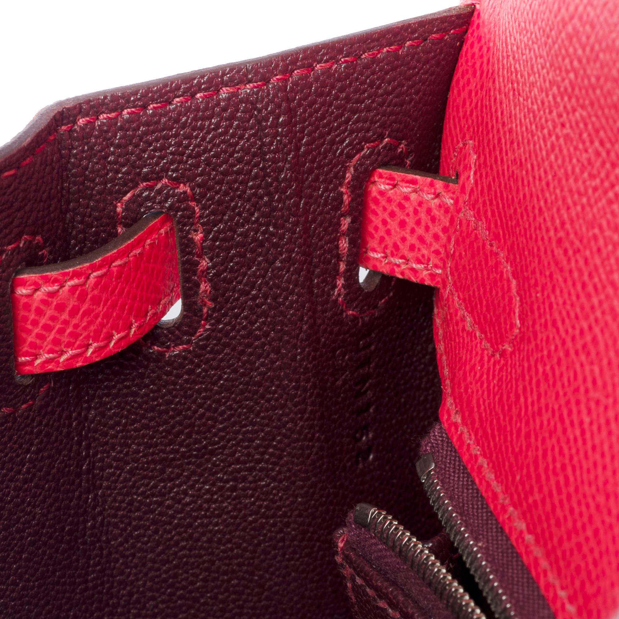 New Amazing Hermès Kelly 25 handbag strap in Pink Texas epsom leather, SHW en vente 3