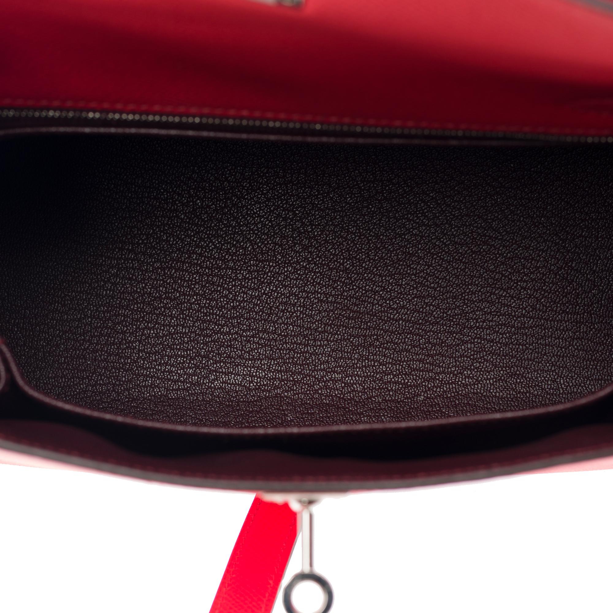 New Amazing Hermès Kelly 25 handbag strap in Pink Texas epsom leather, SHW For Sale 2