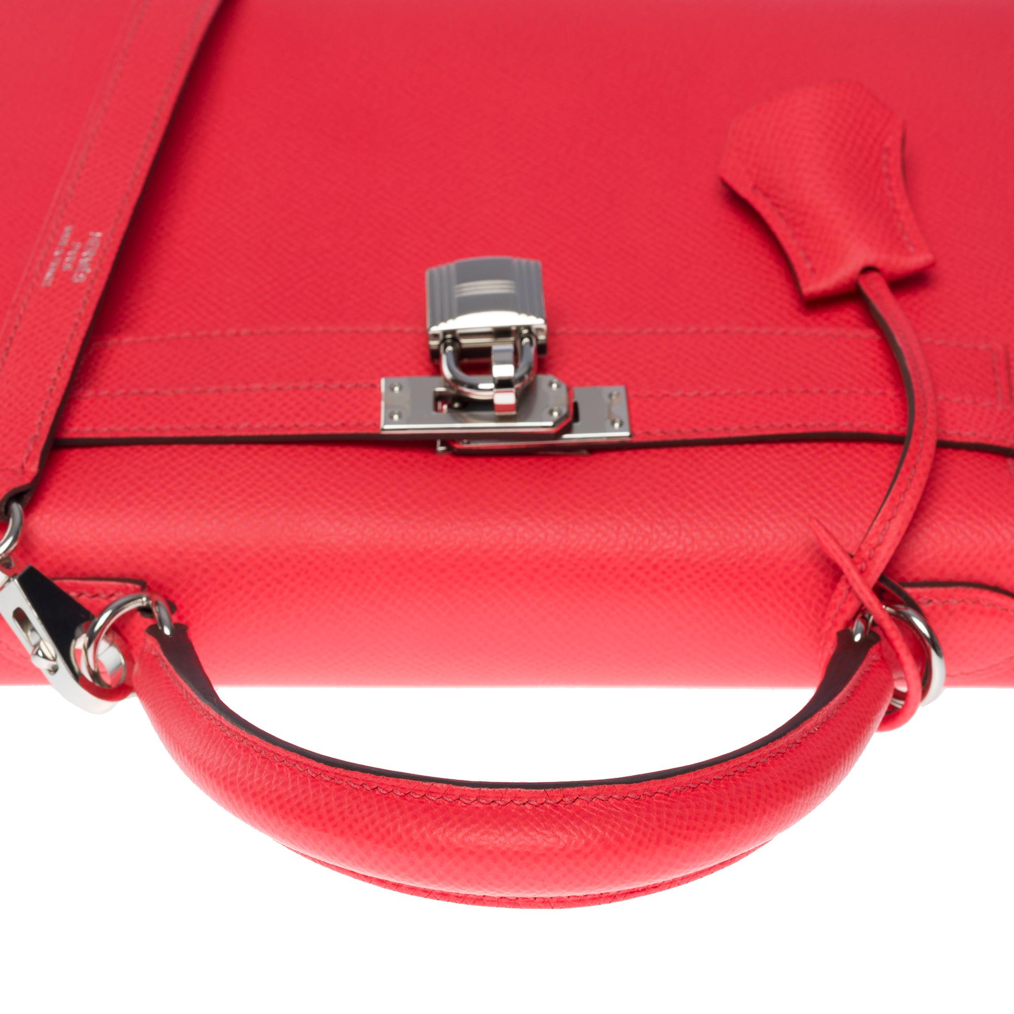 New Amazing Hermès Kelly 25 handbag strap in Pink Texas epsom leather, SHW For Sale 3