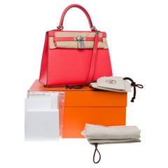 Neu Erstaunlich Hermès Kelly 25 Handtasche Gurt in Pink Texas epsom Leder, SHW