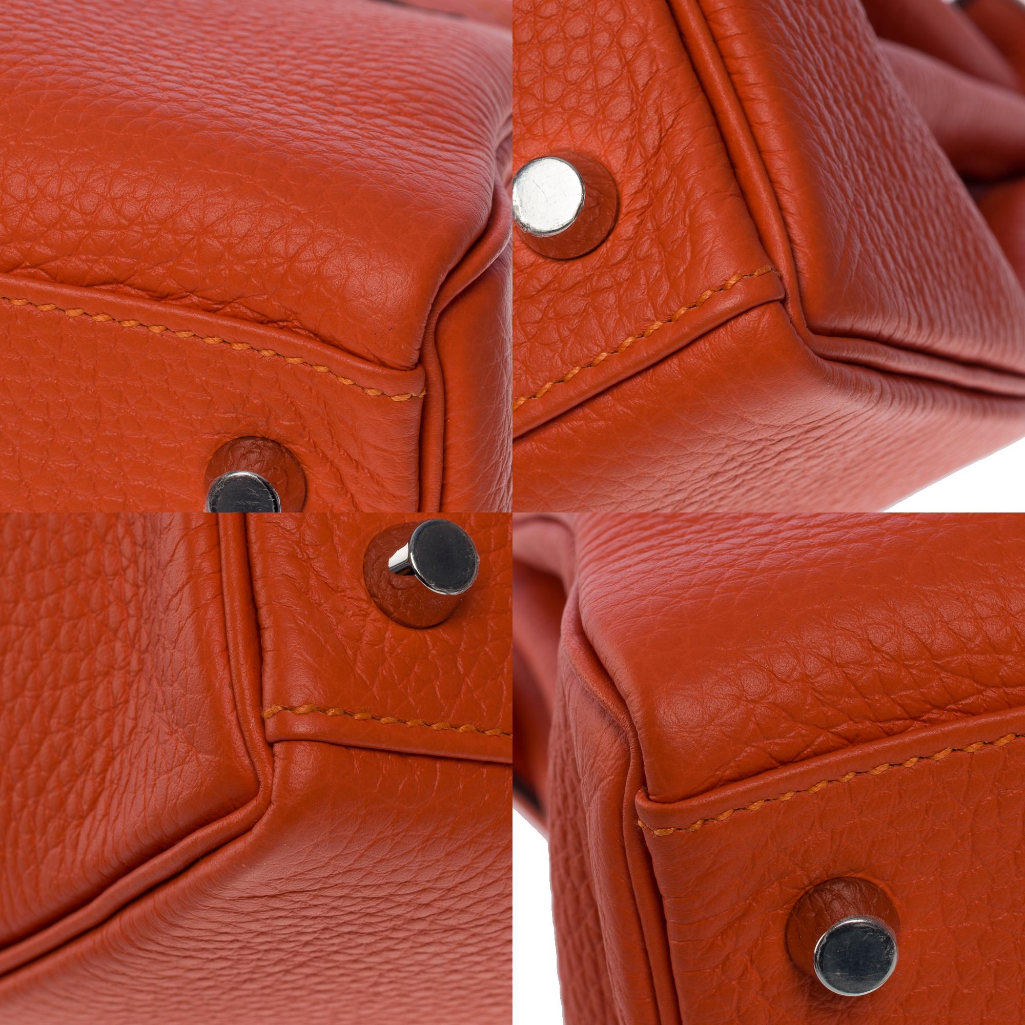 New Amazing Hermes Kelly 28 retourne handbag strap in Orange Feu leather, SHW For Sale 7