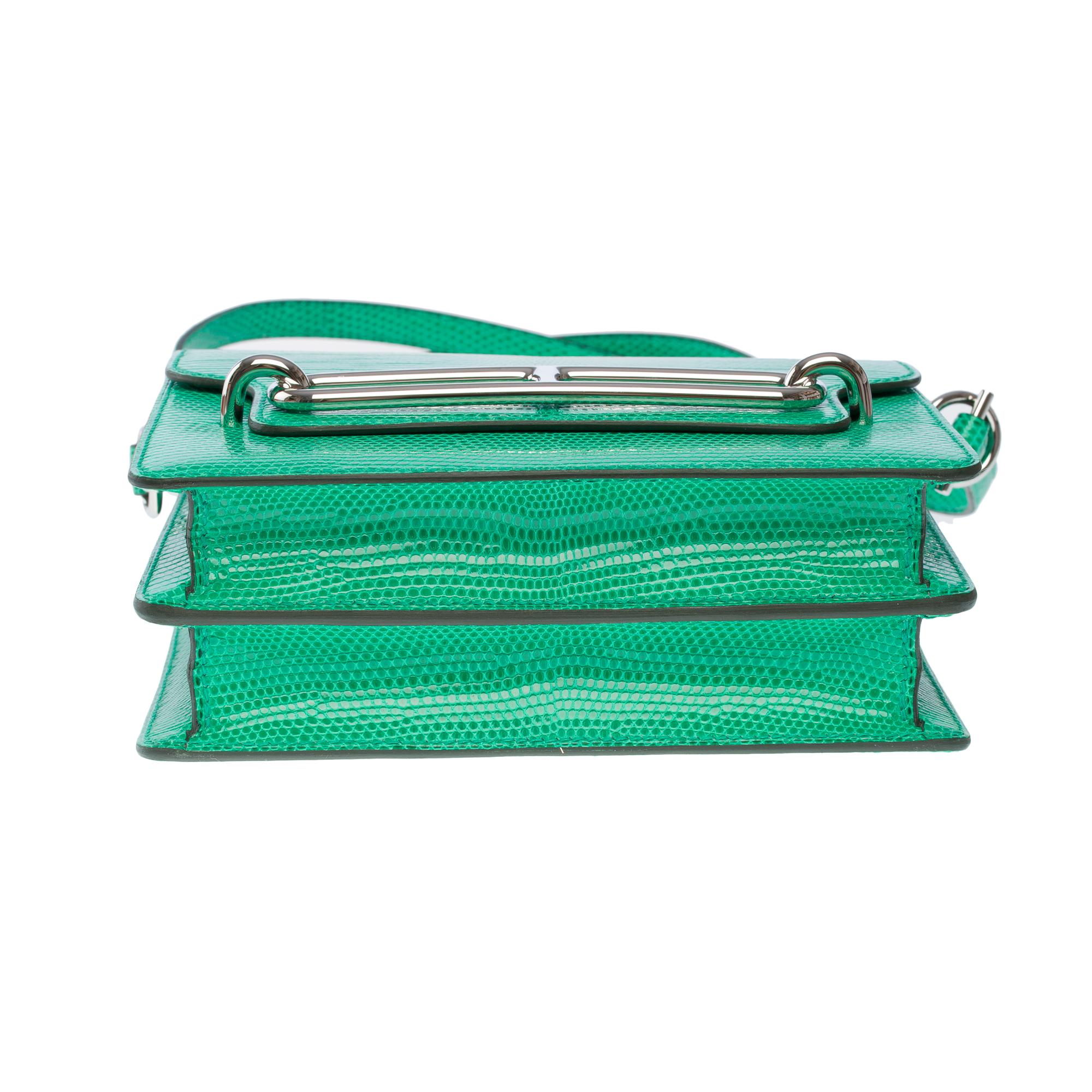 New Amazing Hermès Roulis 18 sac à bandoulière en lézard vert menthe, SHW en vente 7