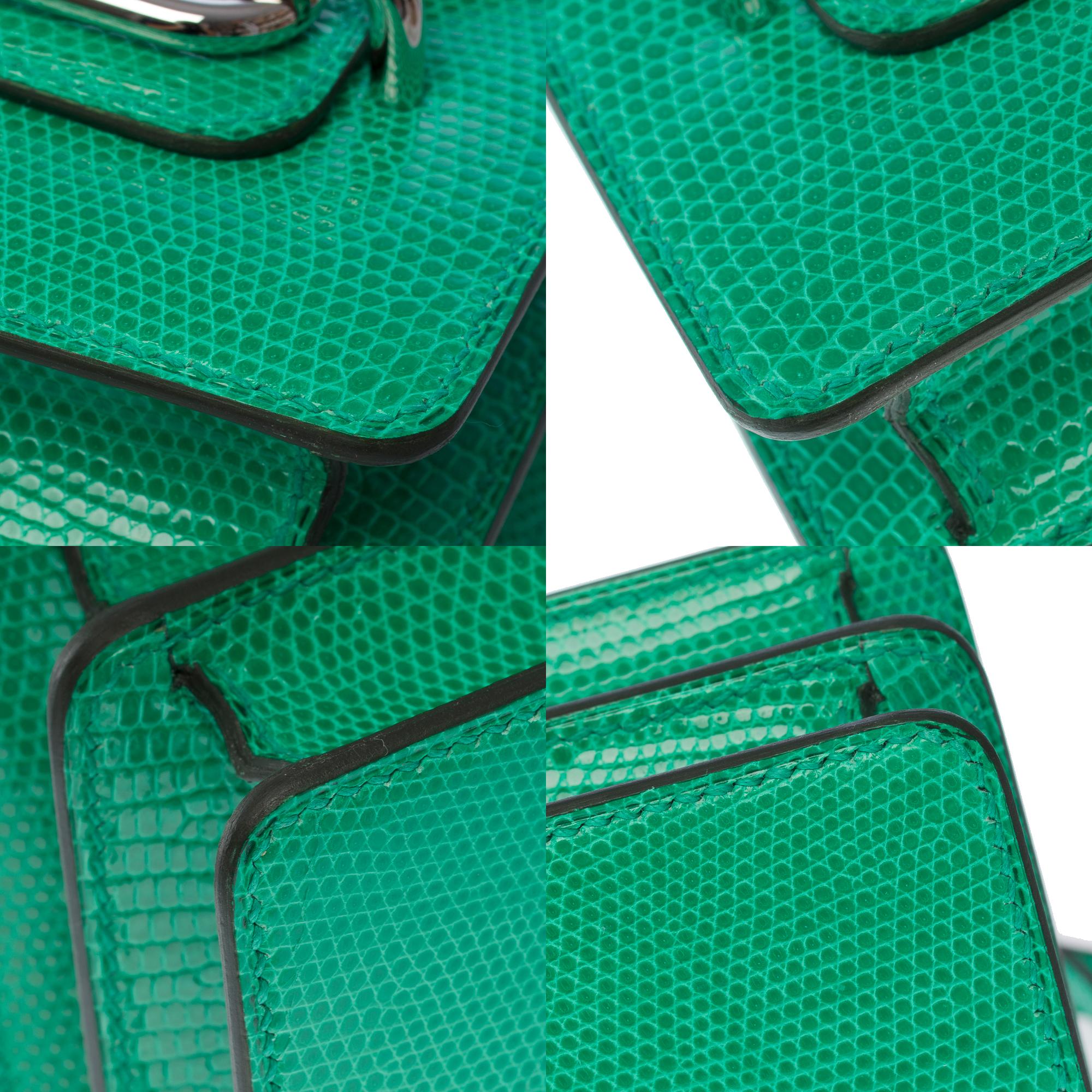 New Amazing Hermès Roulis 18 sac à bandoulière en lézard vert menthe, SHW en vente 8