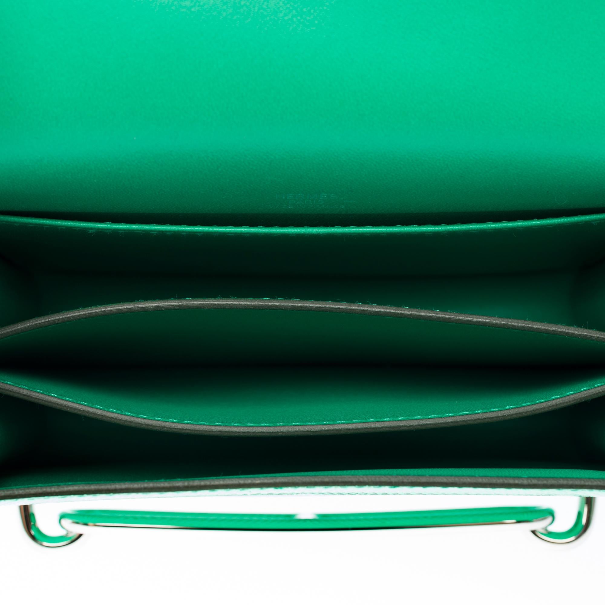 New Amazing Hermès Roulis 18 Umhängetasche aus mintgrüner Eidechse, SHW im Angebot 5