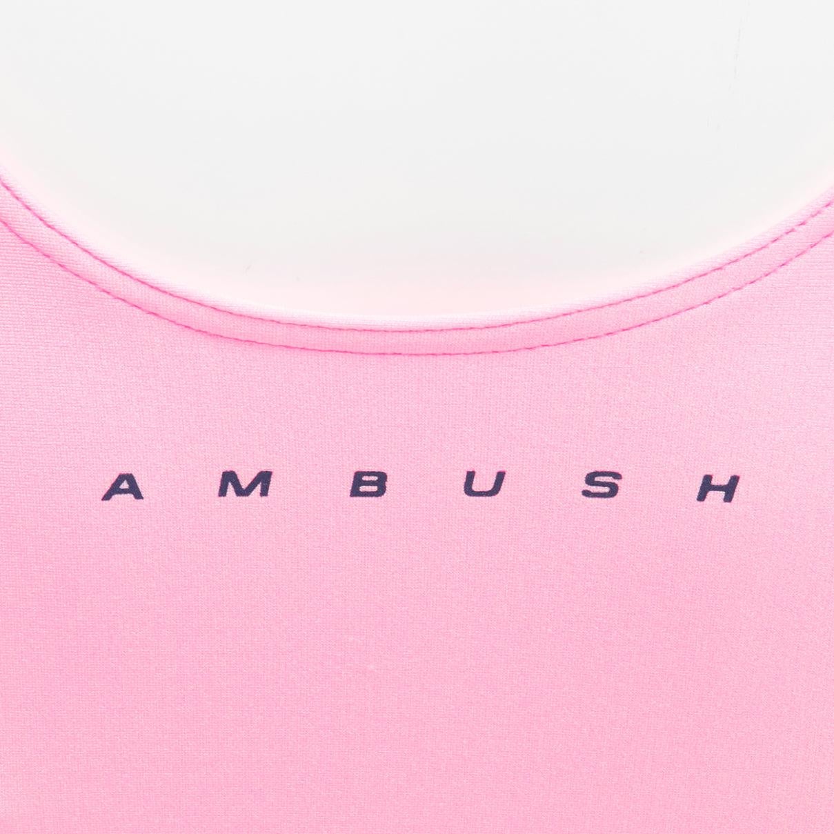 new AMBUSH pink navy panelled logo back waist tie cropped sports top Size 1 S For Sale 1