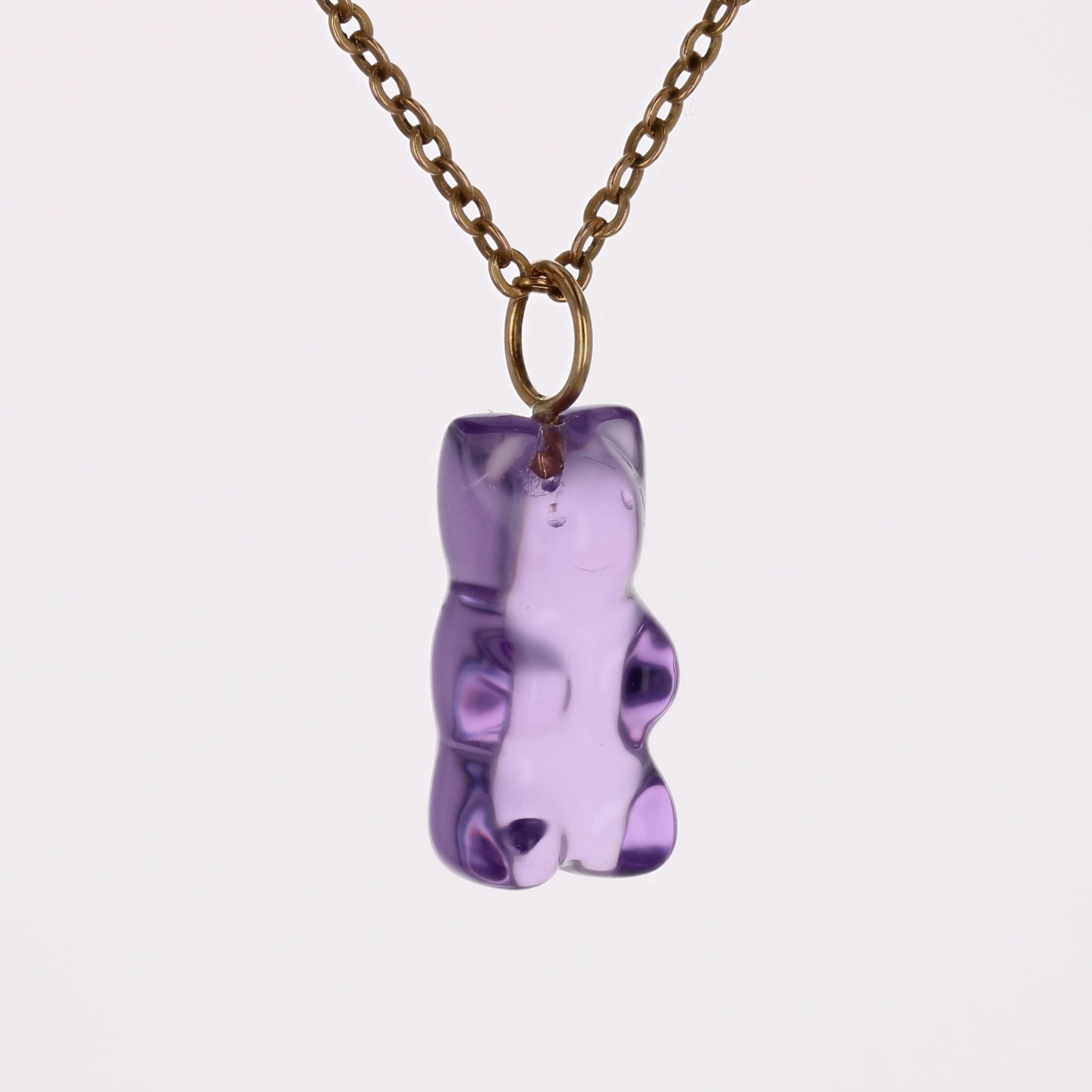 Nuovo ciondolo a forma di orso gommoso con ametista in oro giallo 18 carati In condizioni Nuovo in vendita a Poitiers, FR