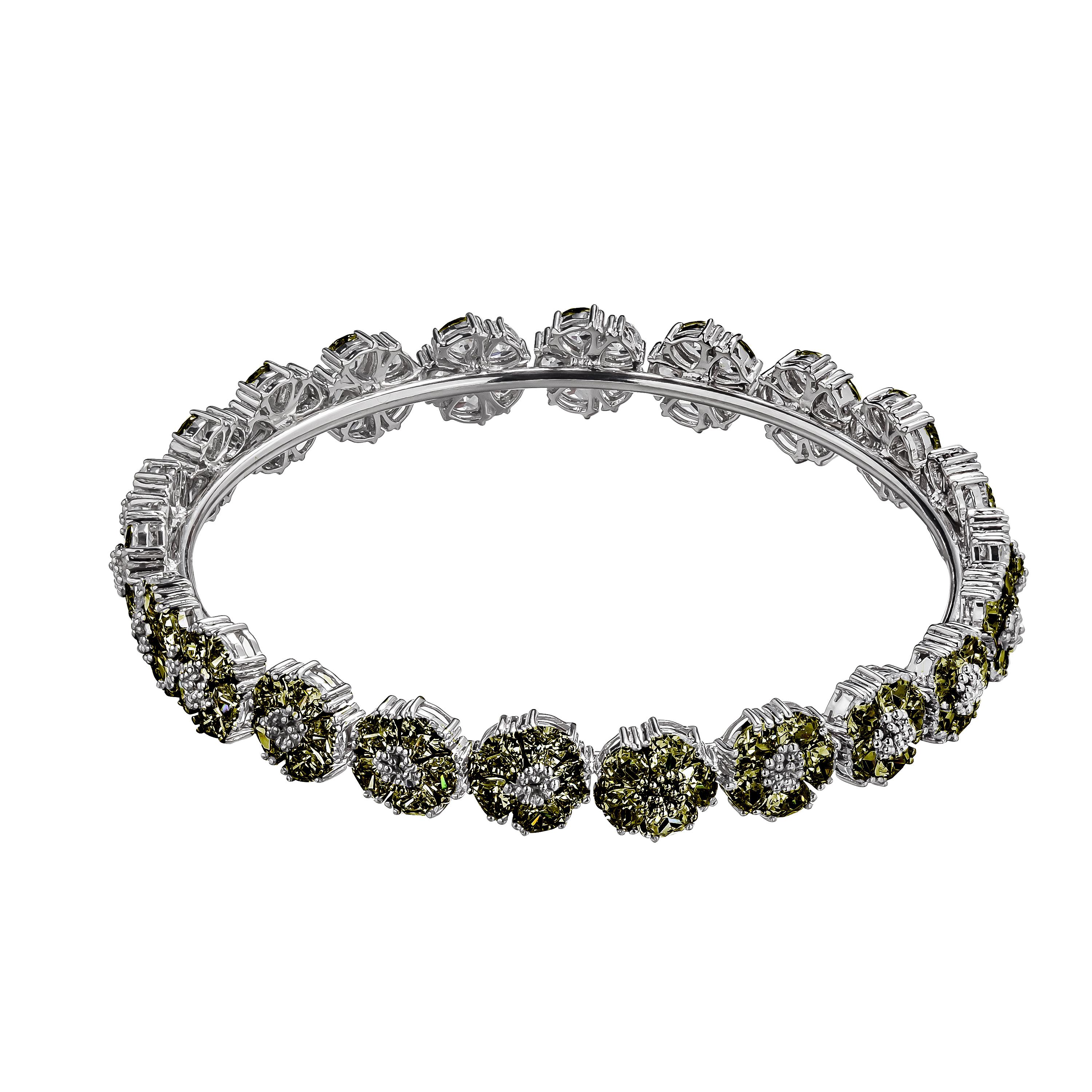 Trillion Cut Amethyst Blossom Gemstone Wraparound Bracelet For Sale
