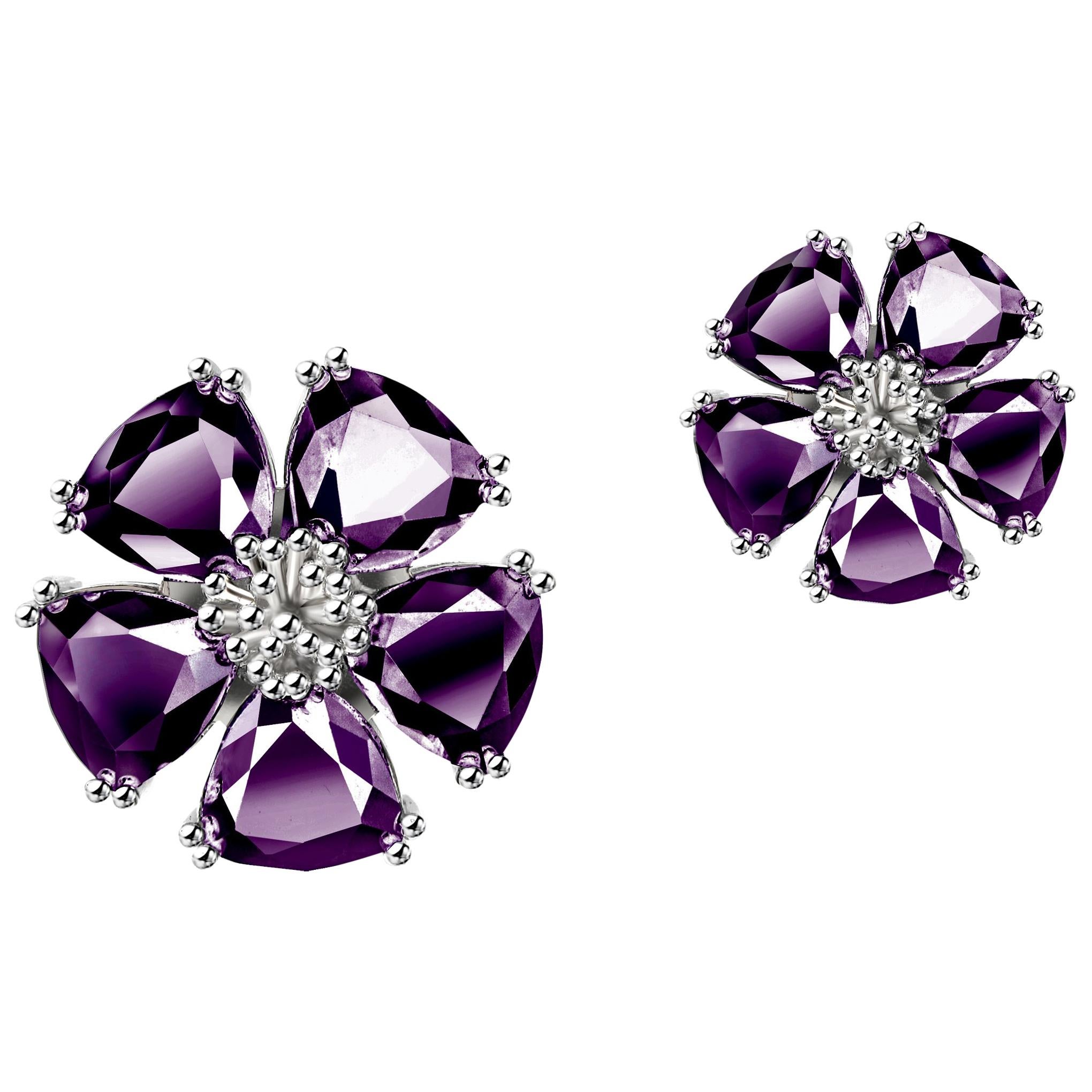 Amethyst Blossom Mixed Stone Stud Earrings For Sale