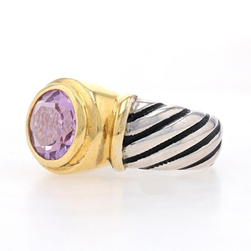 Women's NEW Amethyst Solitaire Ring Sterling Silver 925 Gold Plated Round 2.00ct Size 7