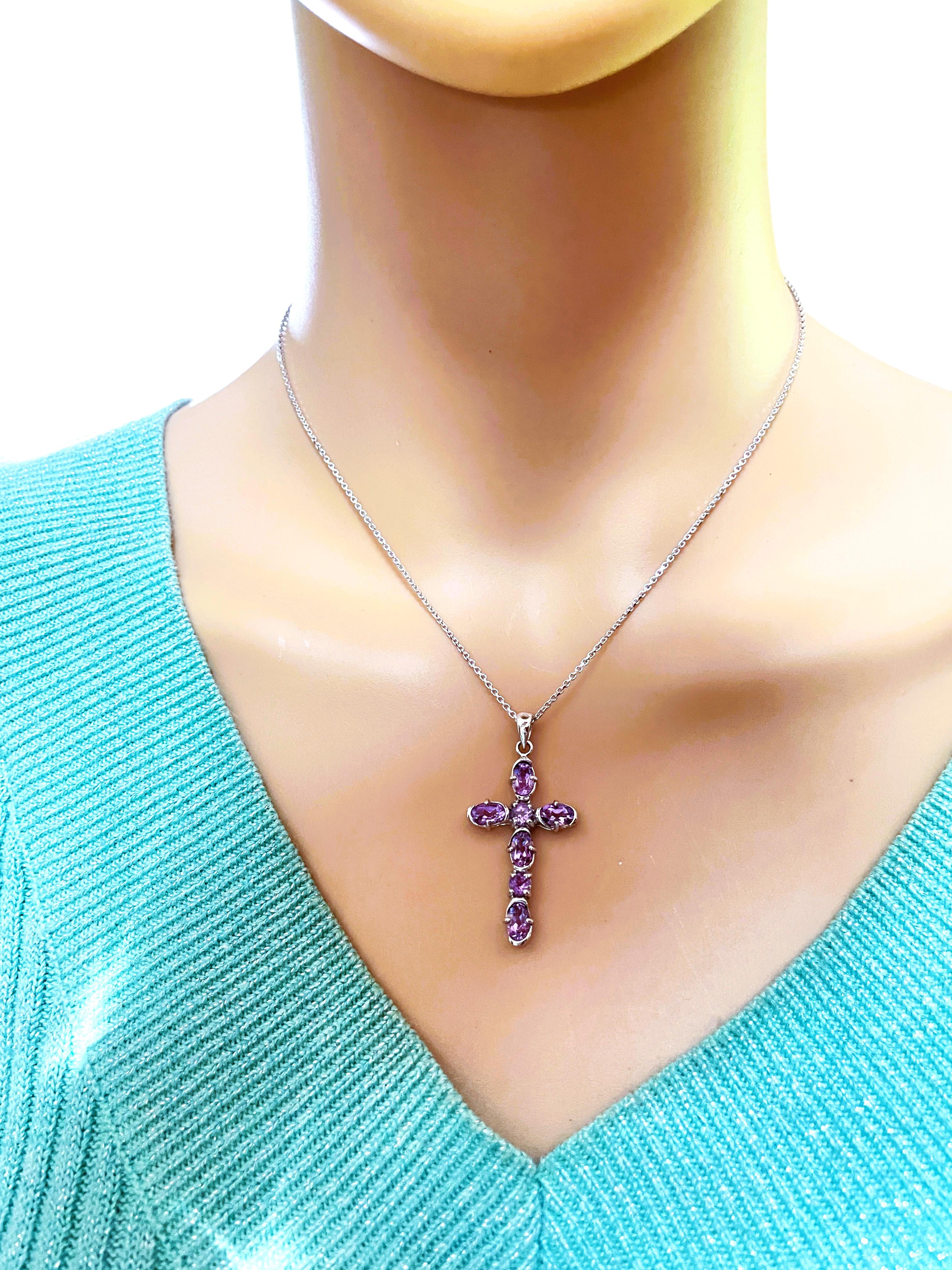 This is a beautiful new Amethyst Cross Pendant.  It is stamped 