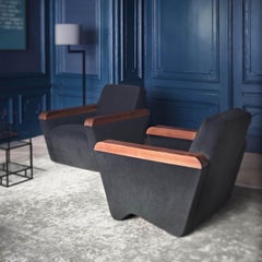 New Amsterdam in Marine Blue Velvet, Designed in 1937 by Gerrit Rietveld