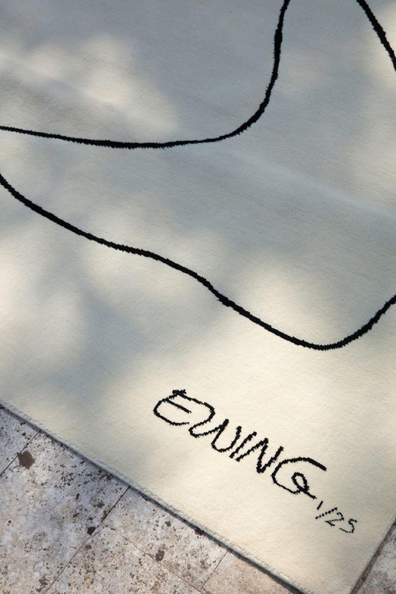 -Design N°2 by Benjamin Ewing
-2018
-Wool and Silk
-157.5 x 118 in, 400 x 300 cm
-Limited Edition 1/25
-Signed by Artist
-Manufactured in Boccara workshop, Egypt; Finishing in France.

Benjamin Ewing is a multidisciplinary artist located in
