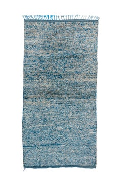 New and Modern Blue Moroccan Design Rug