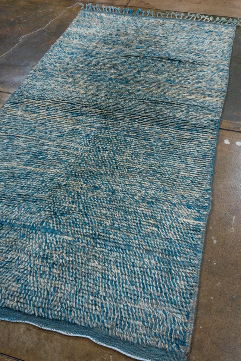Hand-Knotted New and Modern Blue Moroccan Design Rug