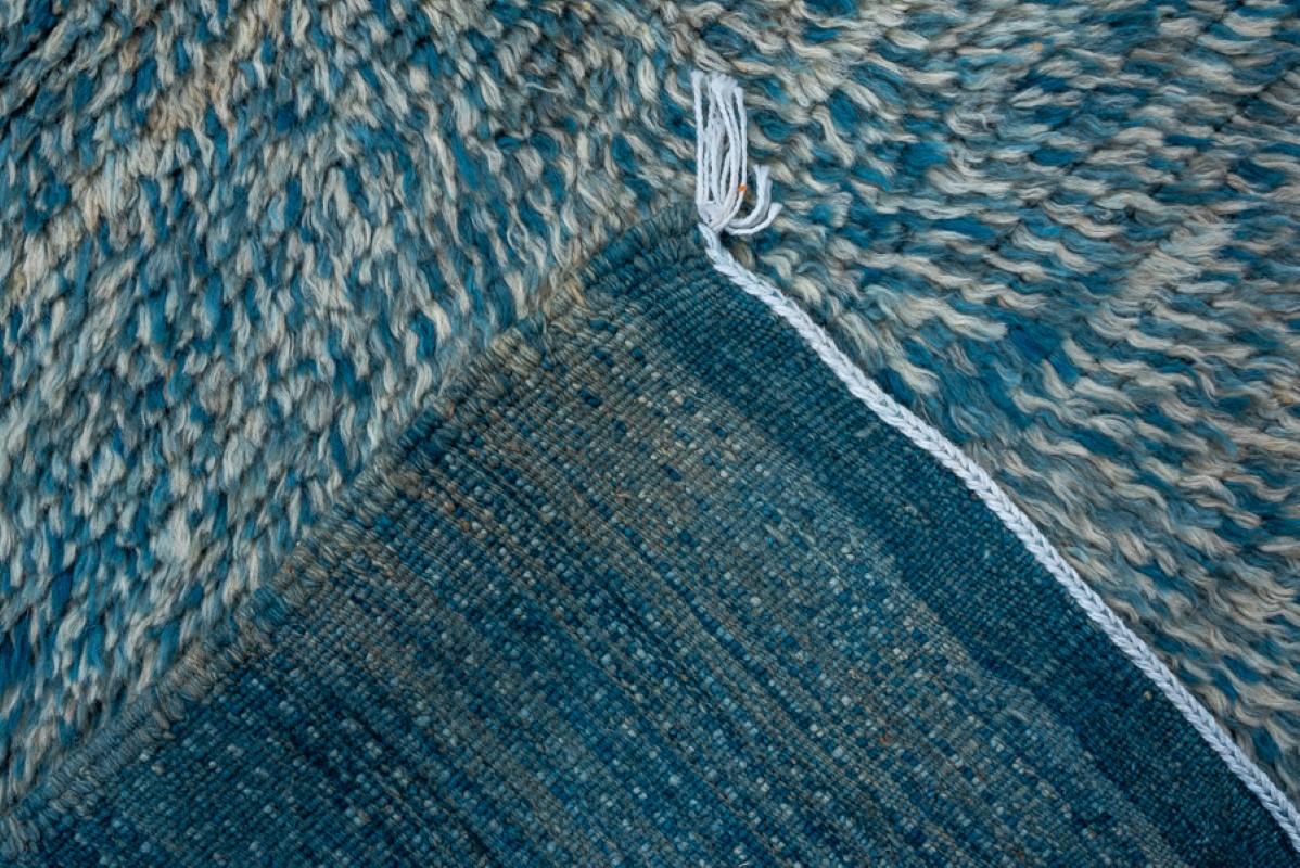 Wool New and Modern Blue Moroccan Design Rug