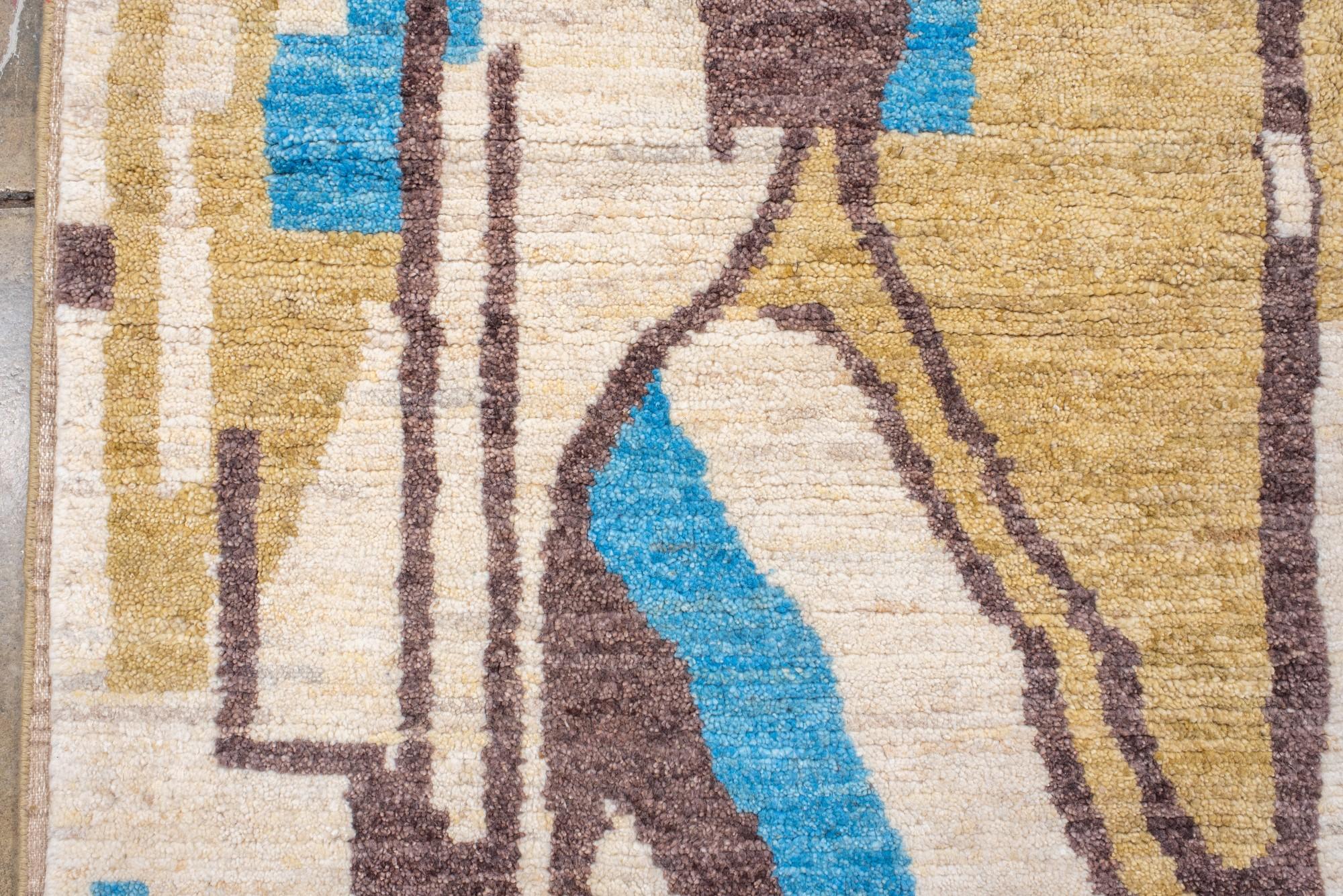 Hand-Knotted New and Modern Moroccan Rug with Abstract Design For Sale