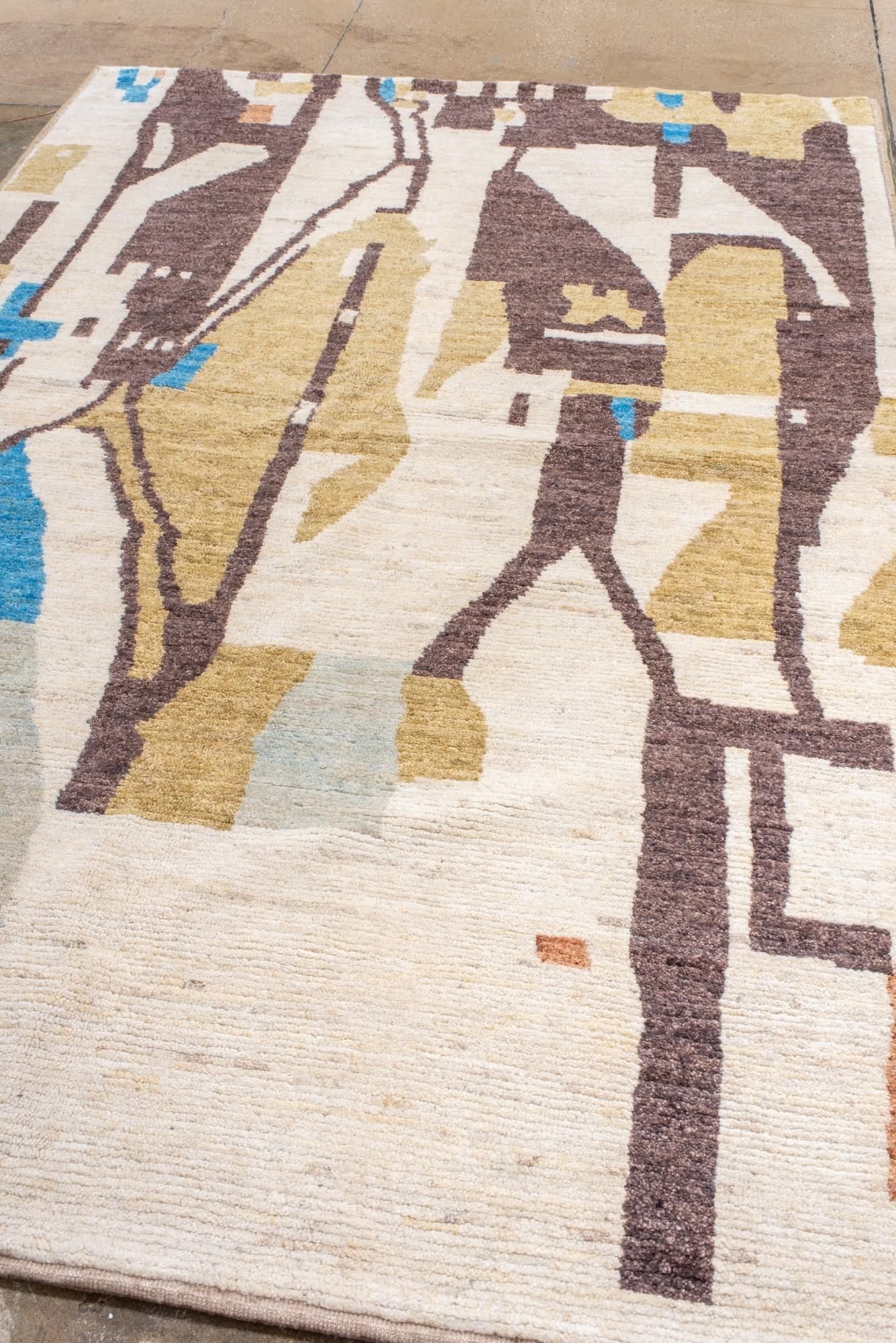 Contemporary New and Modern Moroccan Rug with Abstract Design For Sale