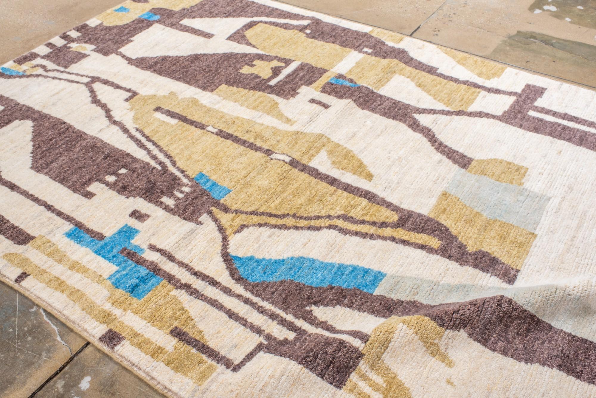New and Modern Moroccan Rug with Abstract Design For Sale 1