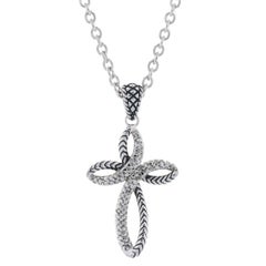 New Andrea Candela Cross Pendant Chain Diamonds Sterling Silver ACP257/10